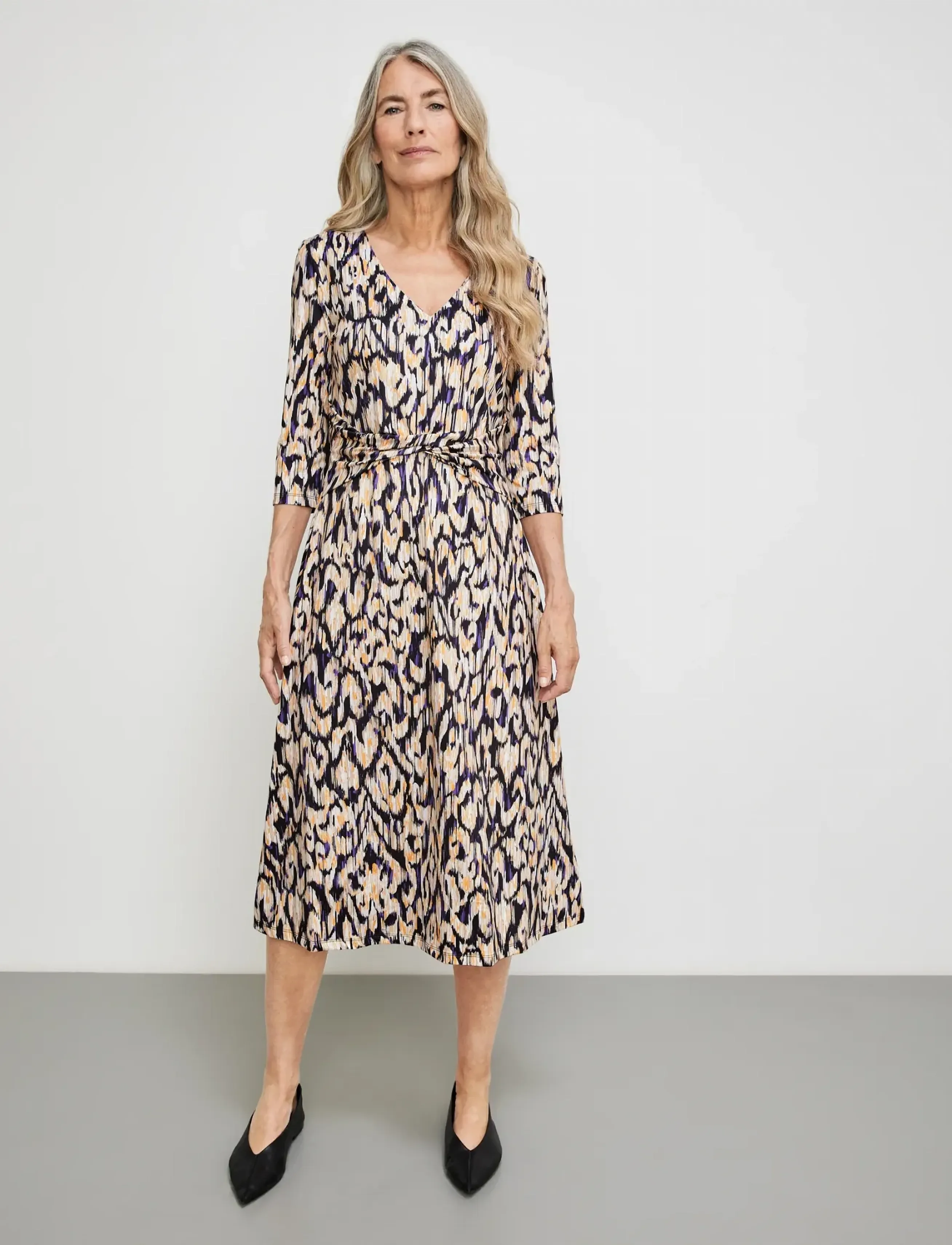Gerry Weber - DRESS JERSEY - ecru/white/lilac/pink print - 5