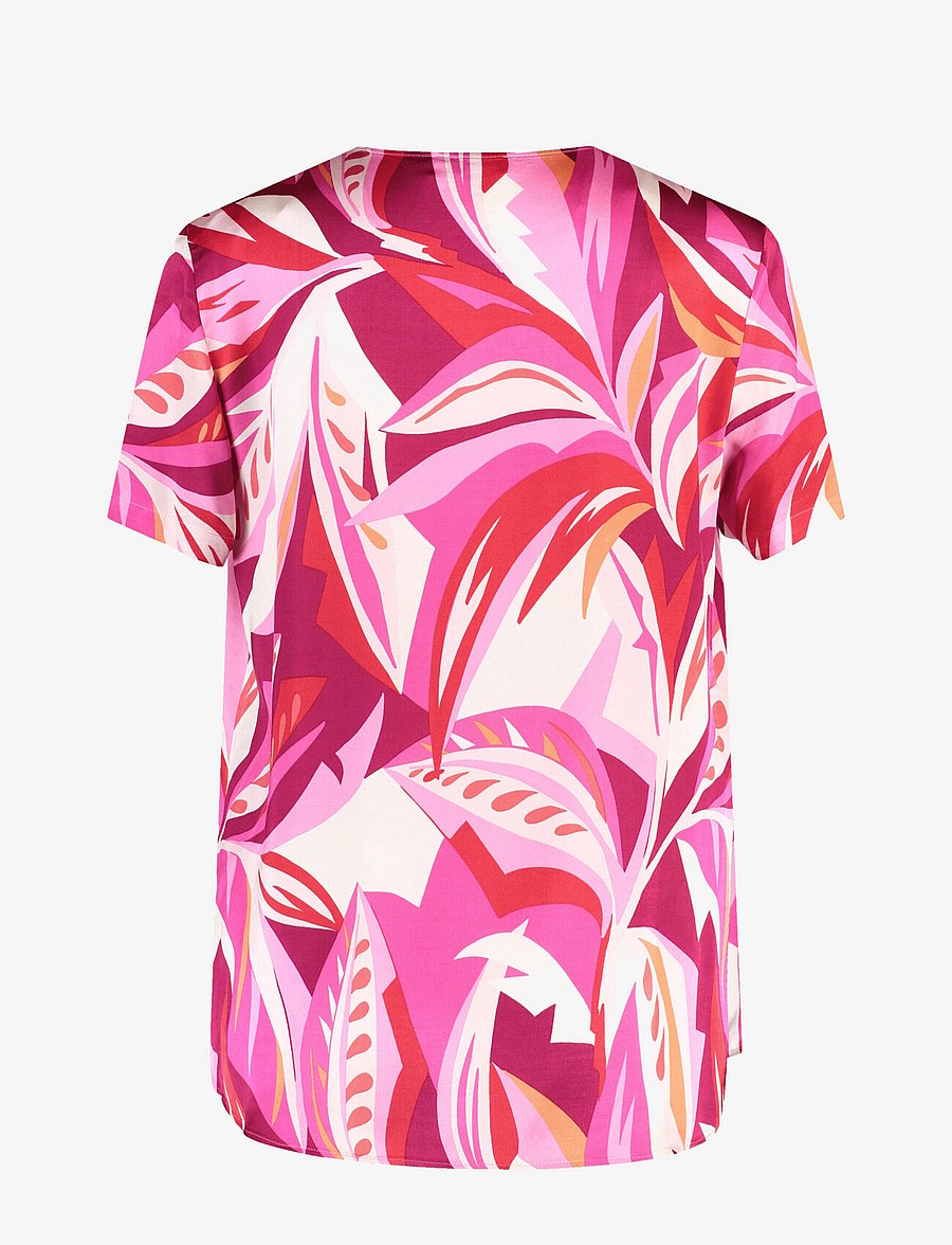 Gerry Weber - Blouse 1/2 sleeve - kurzärmelige blusen - red/pink/sunrise leaf aop - 2