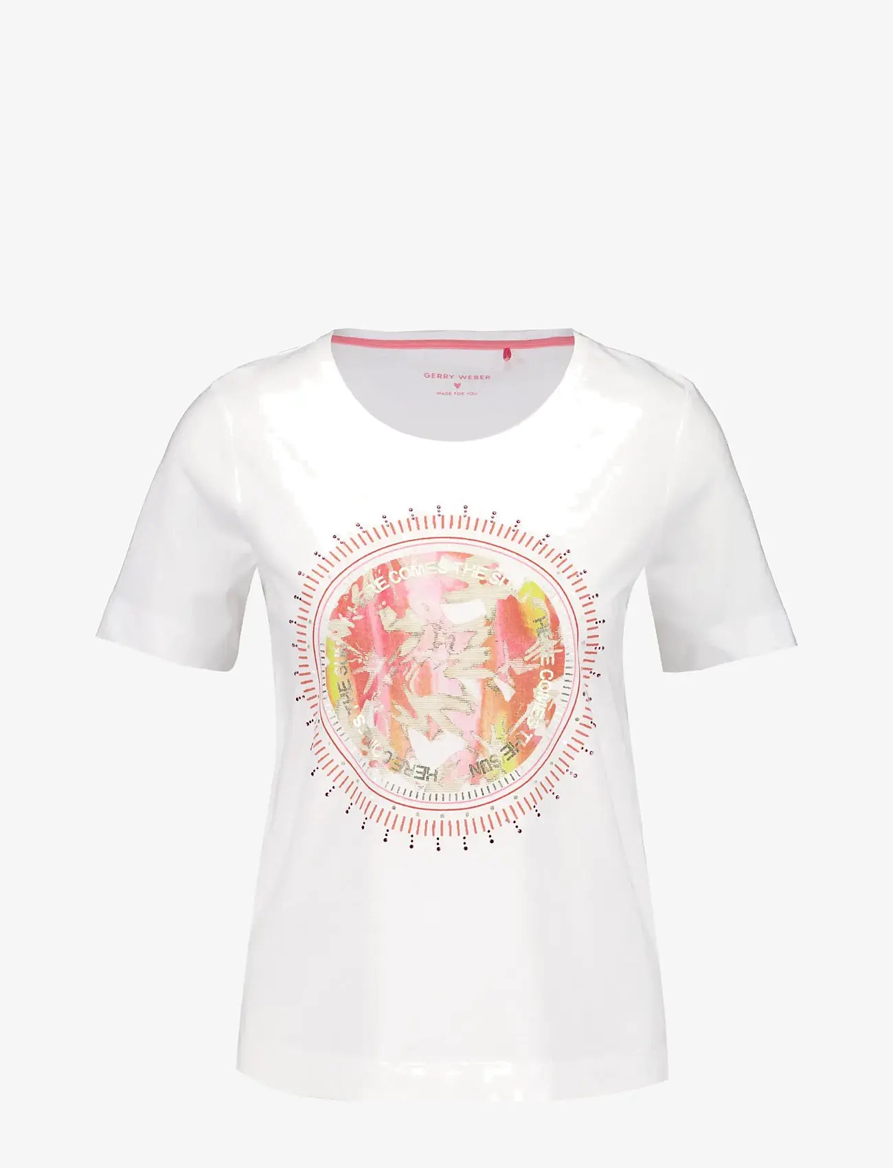 Gerry Weber - T-SHIRT 1/2 SLEEVE - t-shirts - white/rouge frontprint - 0