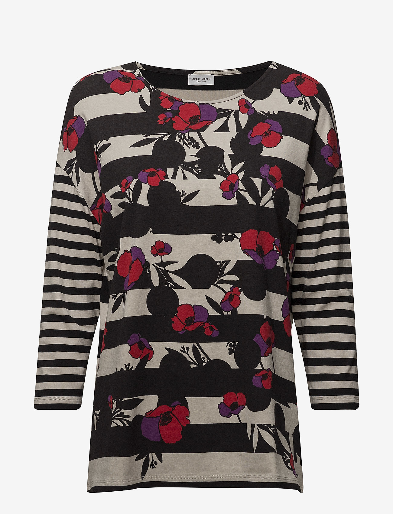 Gerry Weber - T-SHIRT 3/4-SLEEVE R - black/ sand/ red - 0