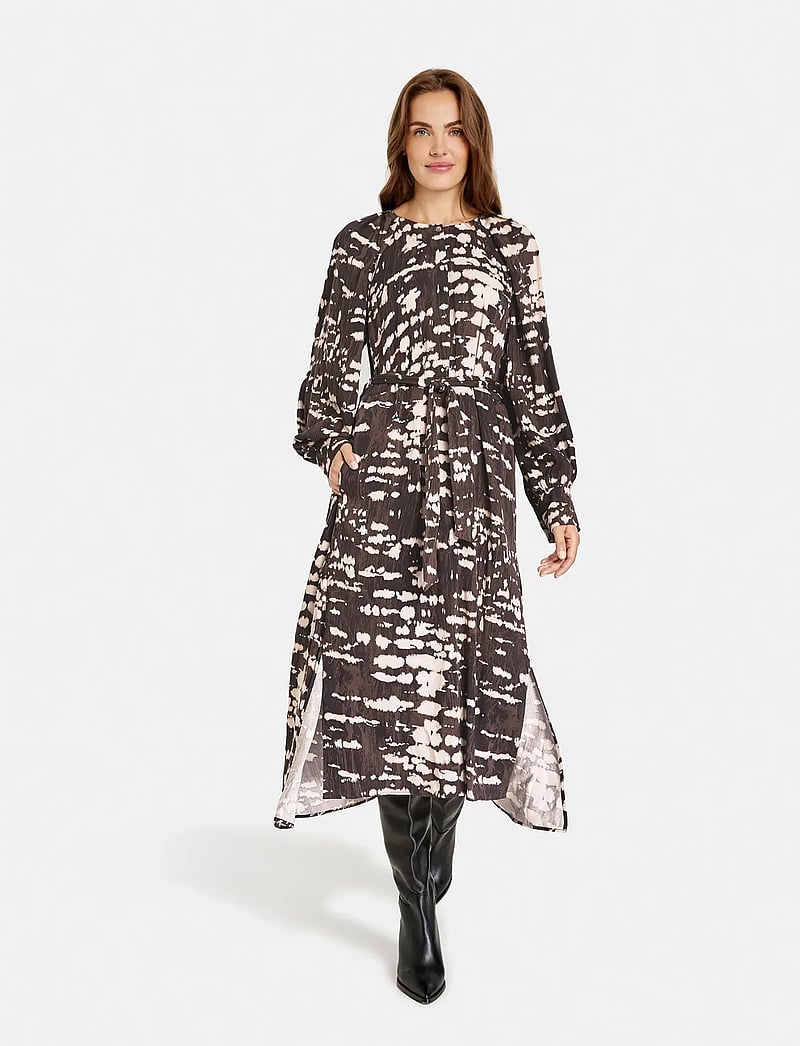 Gerry Weber - DRESS WOVEN - midikleidid - brown/ecru/white print - 0