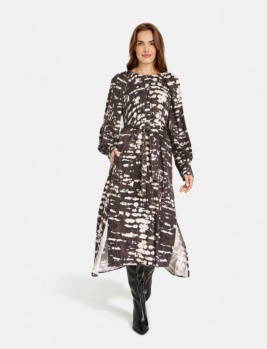 Gerry Weber - DRESS WOVEN - midikleider - brown/ecru/white print - 0
