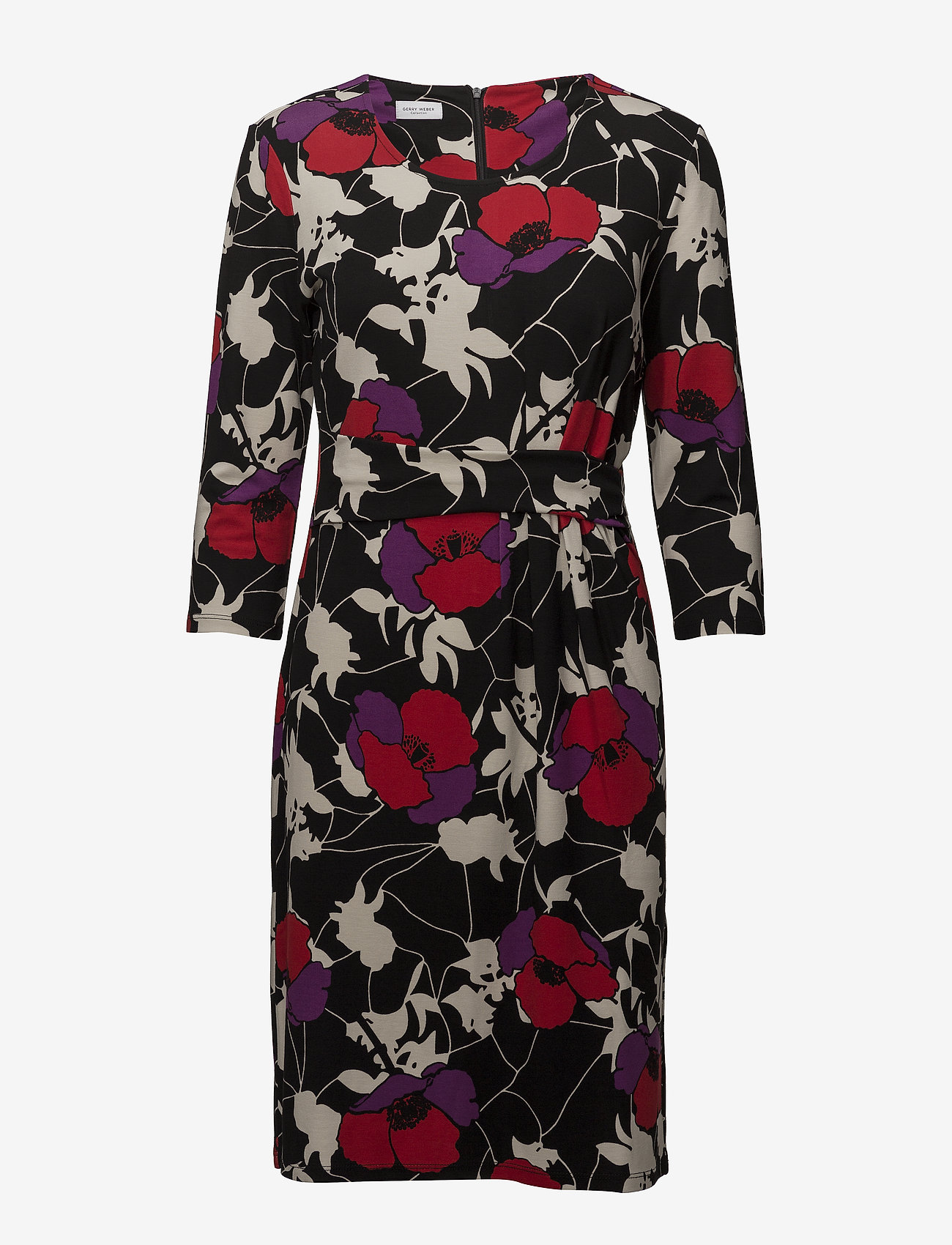 Gerry Weber - DRESS KNITTED FABRIC - black / red / lilac print - 0