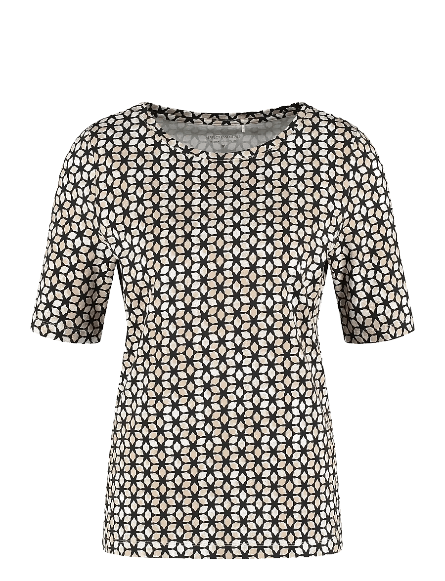 Gerry Weber - T-SHIRT 1/2 SLEEVE - t-shirts - black/taupe star aop - 0
