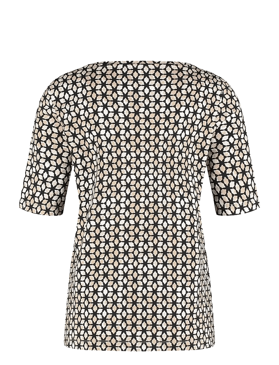 Gerry Weber - T-SHIRT 1/2 SLEEVE - t-shirts - black/taupe star aop - 1