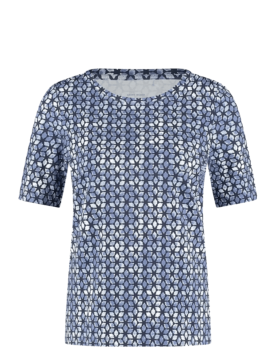 Gerry Weber - T-SHIRT 1/2 SLEEVE - t-shirts - navy/lake blue star aop - 0