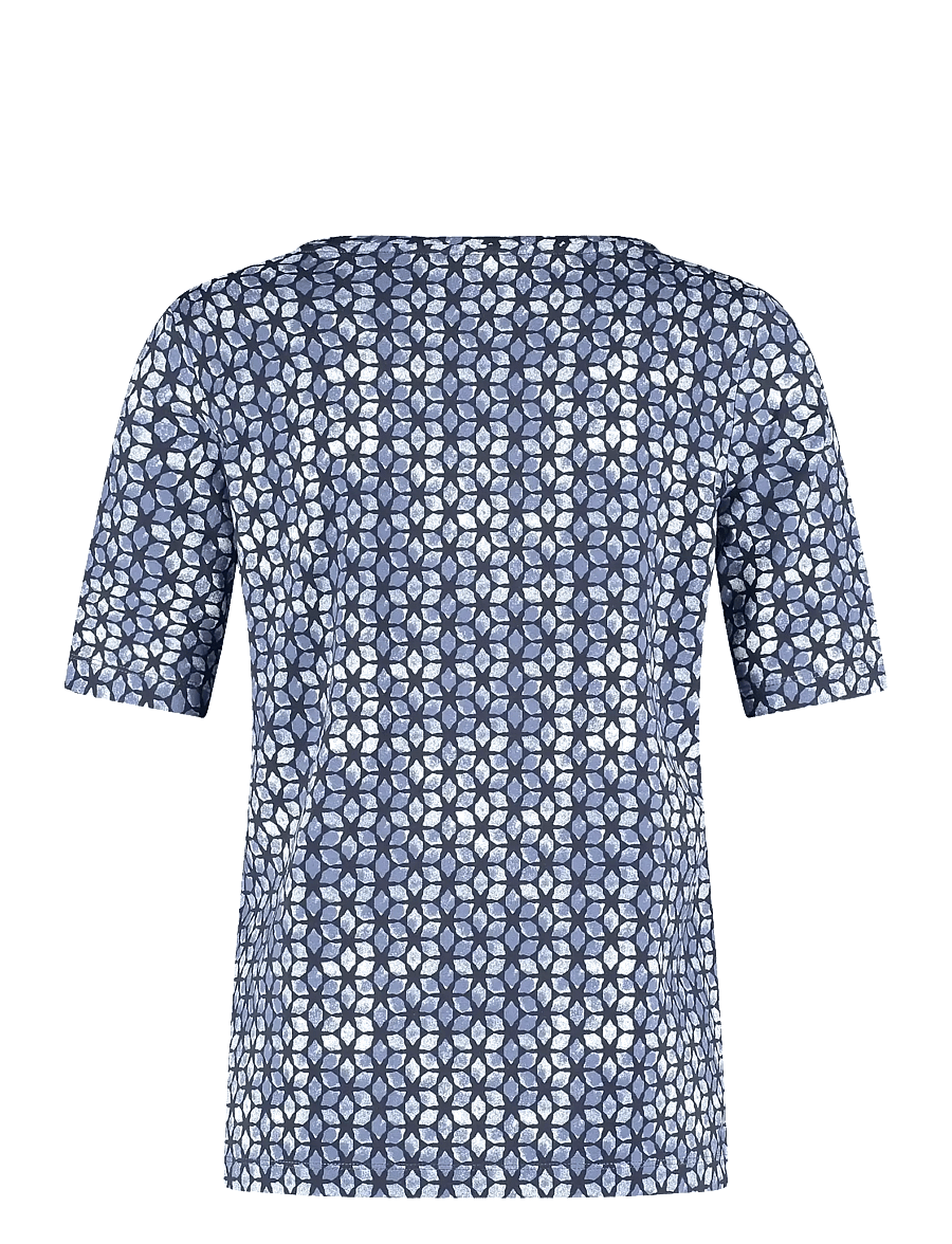 Gerry Weber - T-SHIRT 1/2 SLEEVE - t-shirts - navy/lake blue star aop - 1
