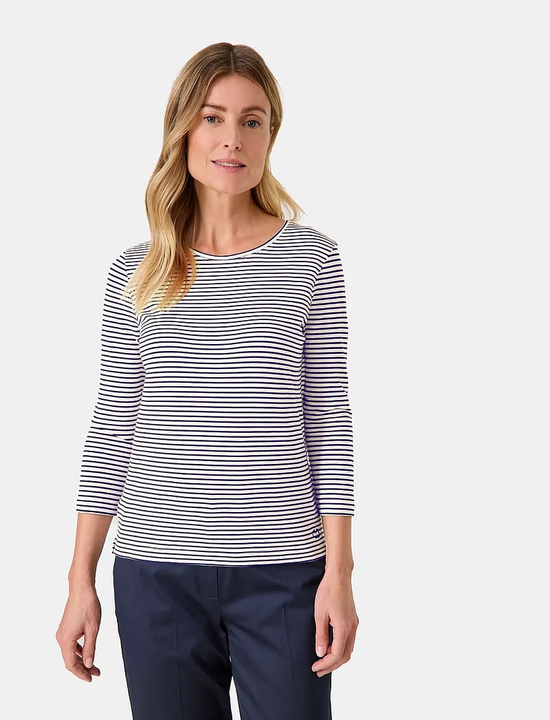 Gerry Weber - T-Shirt 3/4 sleeve - navy/off white fine stripe - 0