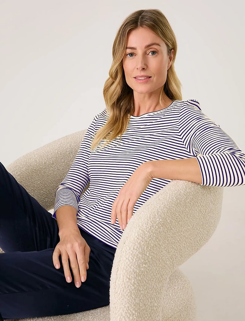Gerry Weber - T-Shirt 3/4 sleeve - navy/off white fine stripe - 3