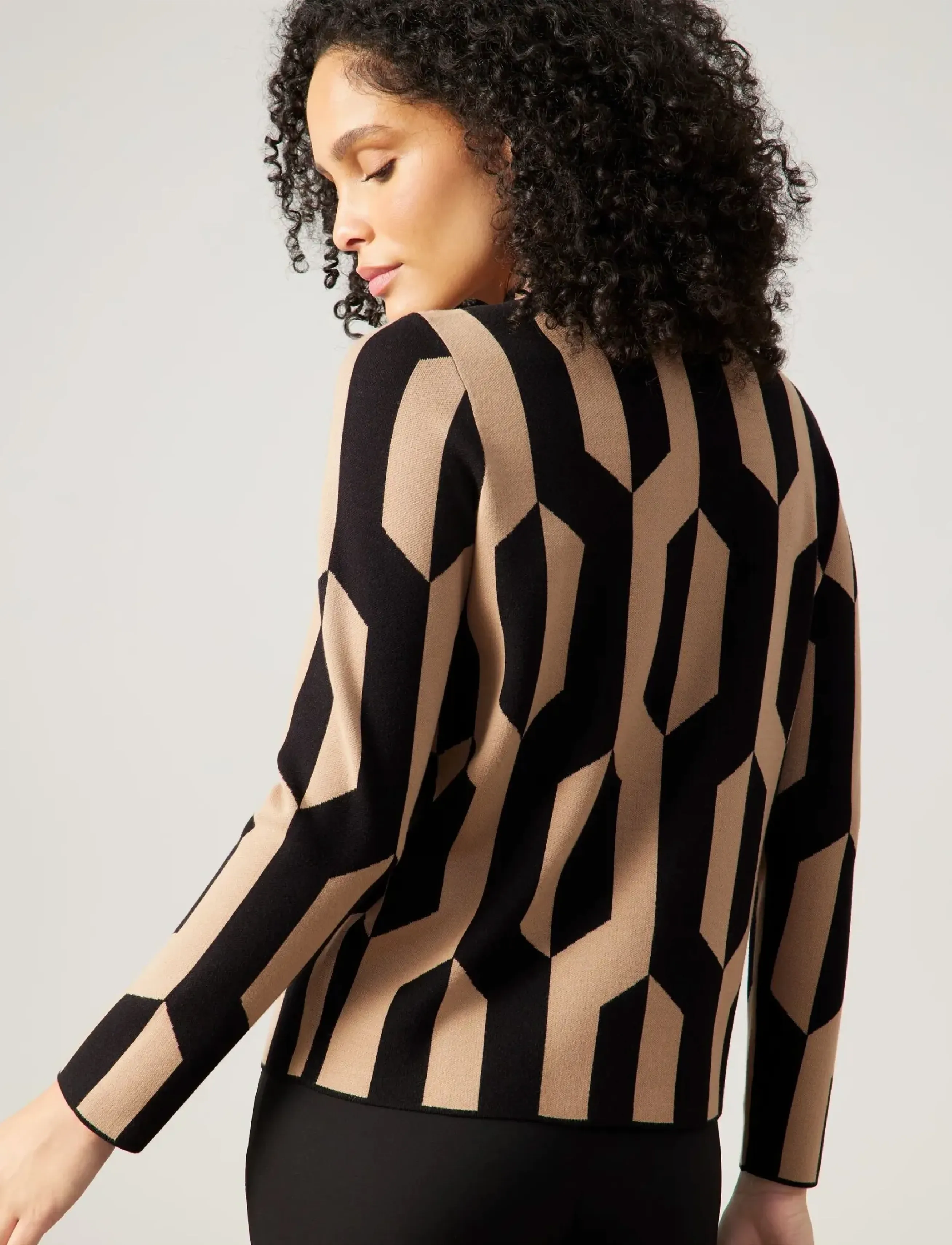 Gerry Weber - PULLOVER 1/1 SLEEVE - black/ camel  jacquard - 3