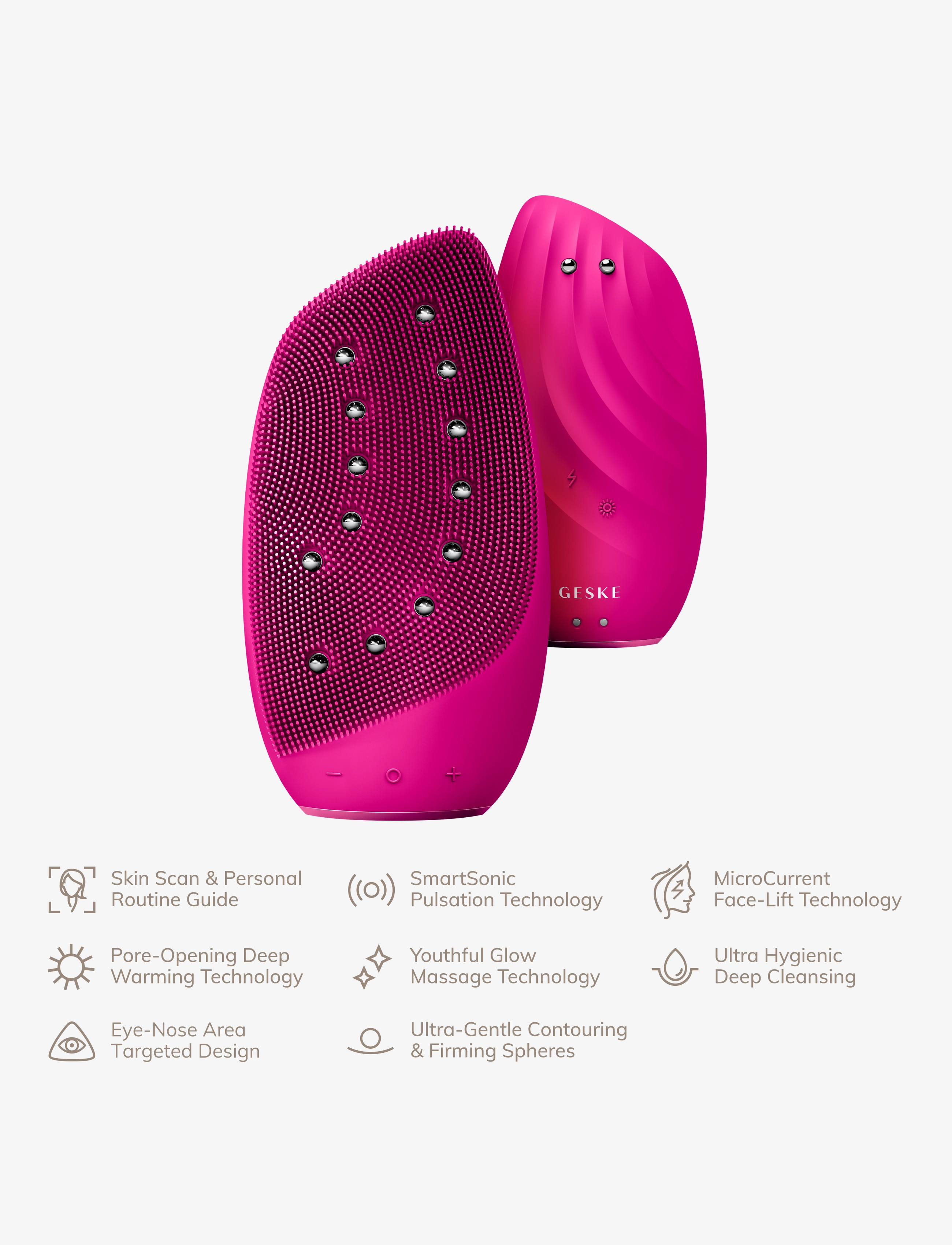 GESKE Sonic Thermo Facial Brush & Face-Lifter 8 In 1 rengöringsborste dam – bild 6