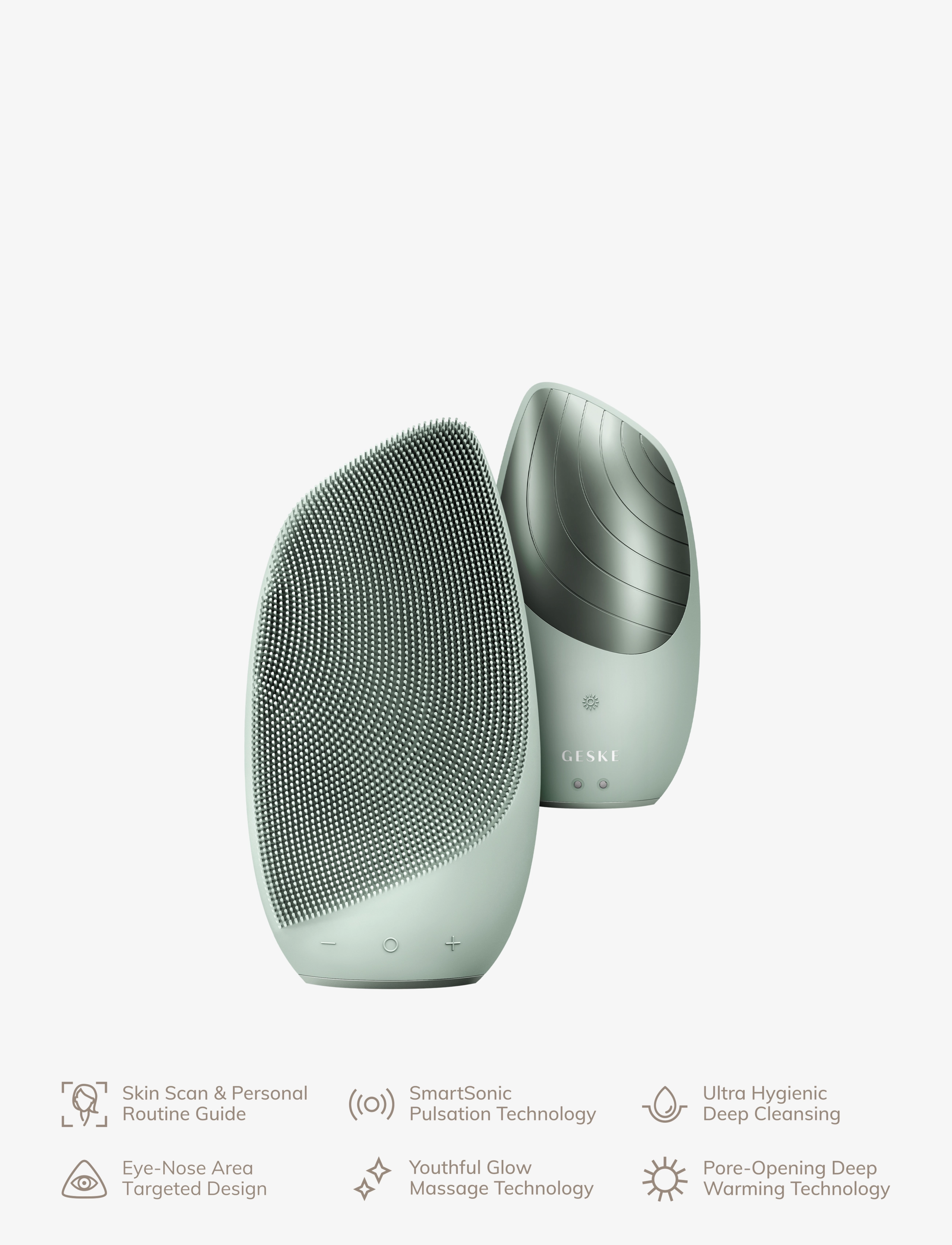 GESKE - Sonic Thermo Facial Brush | 6 in 1 - beauty tech - green - 4