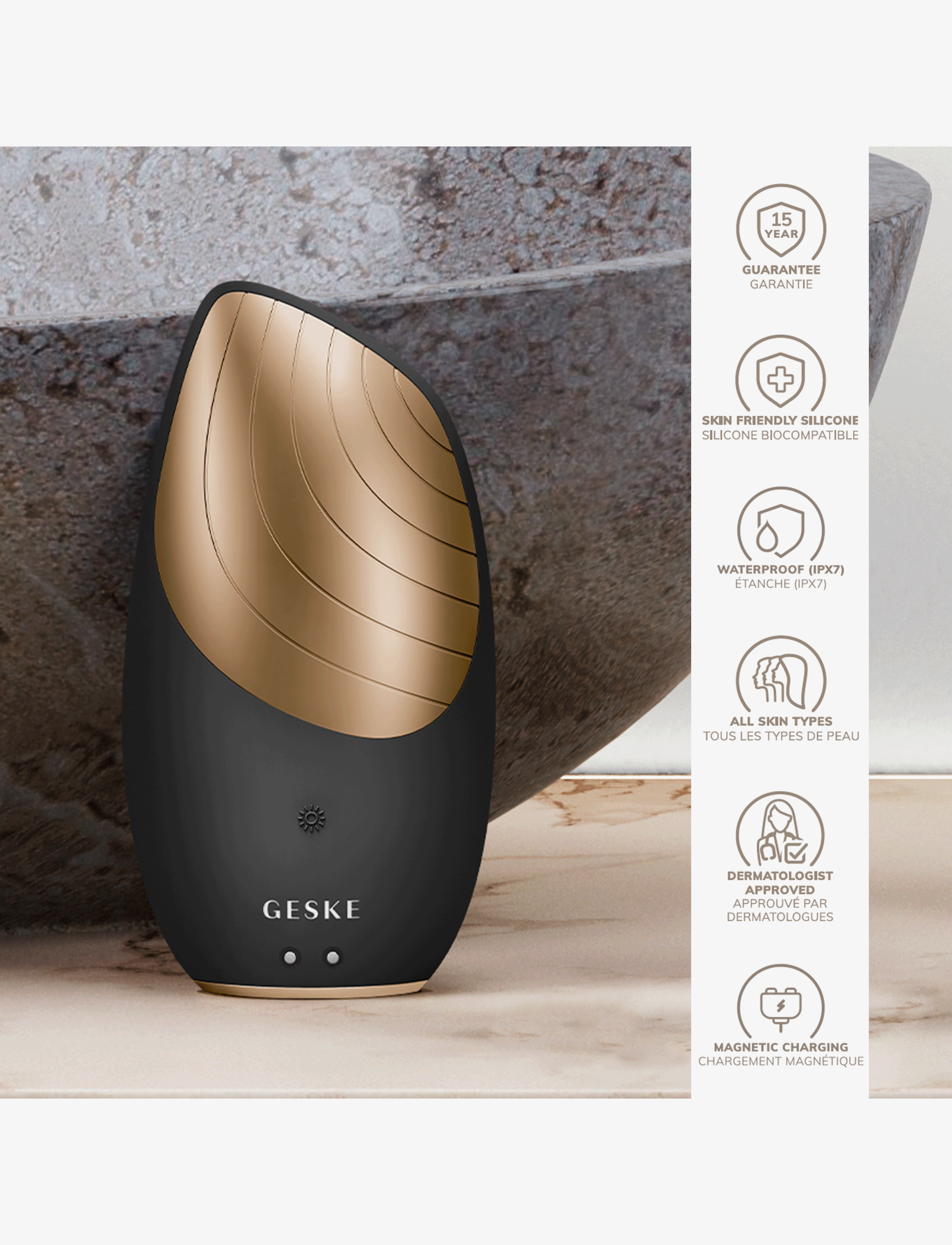 GESKE - Sonic Thermo Facial Brush | 6 in 1 - beauty tech - gray - 2