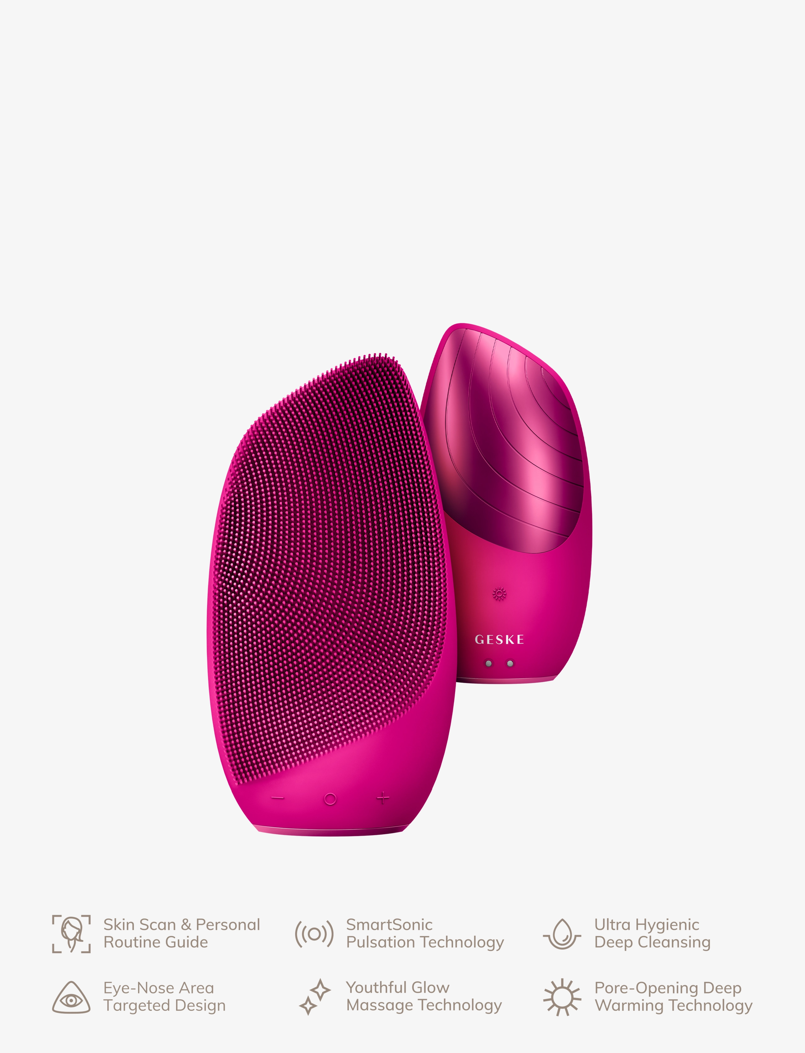 GESKE - Sonic Thermo Facial Brush | 6 in 1 - beauty tech - magenta - 4