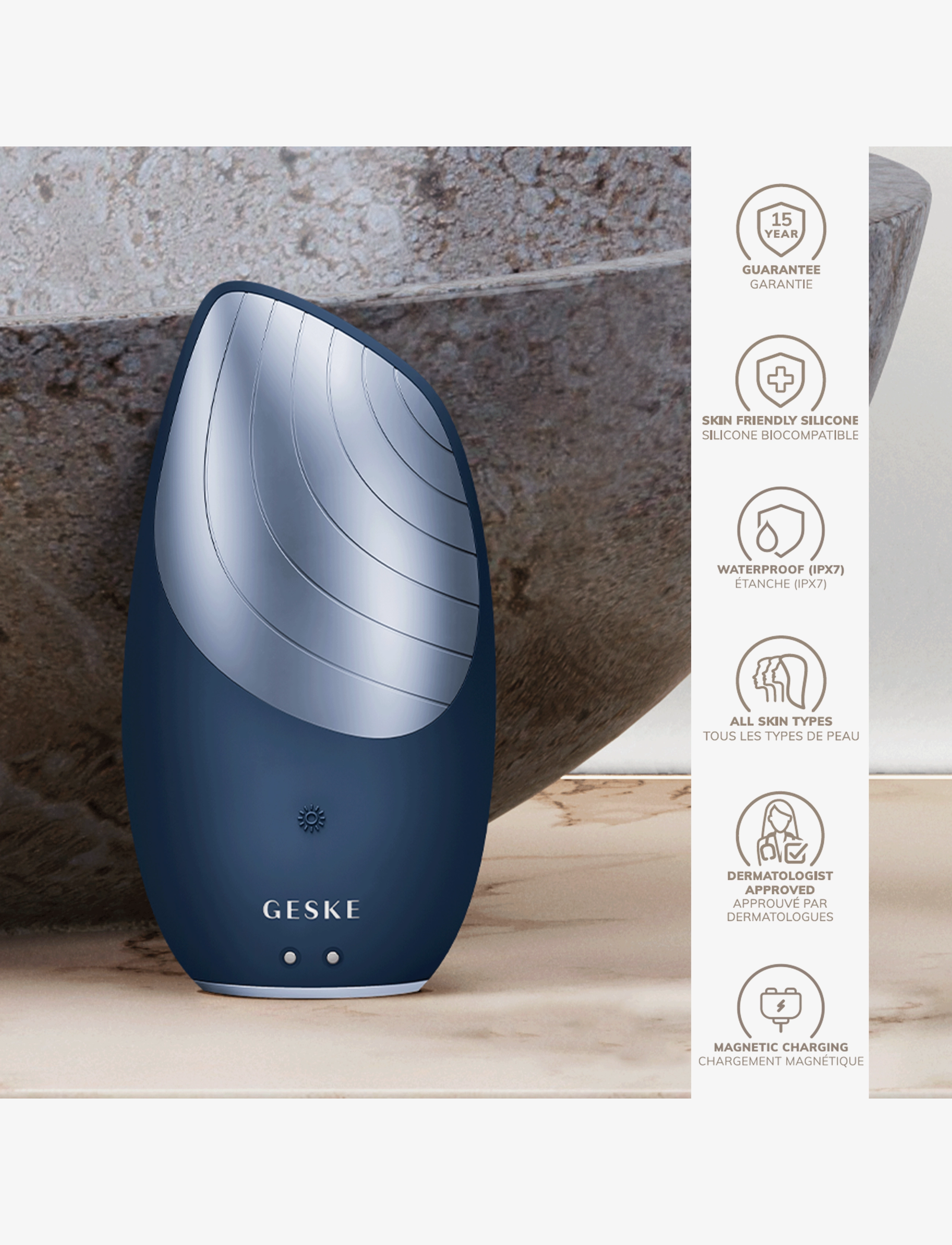 GESKE - Sonic Thermo Facial Brush | 6 in 1 - beauty tech - midnight - 2