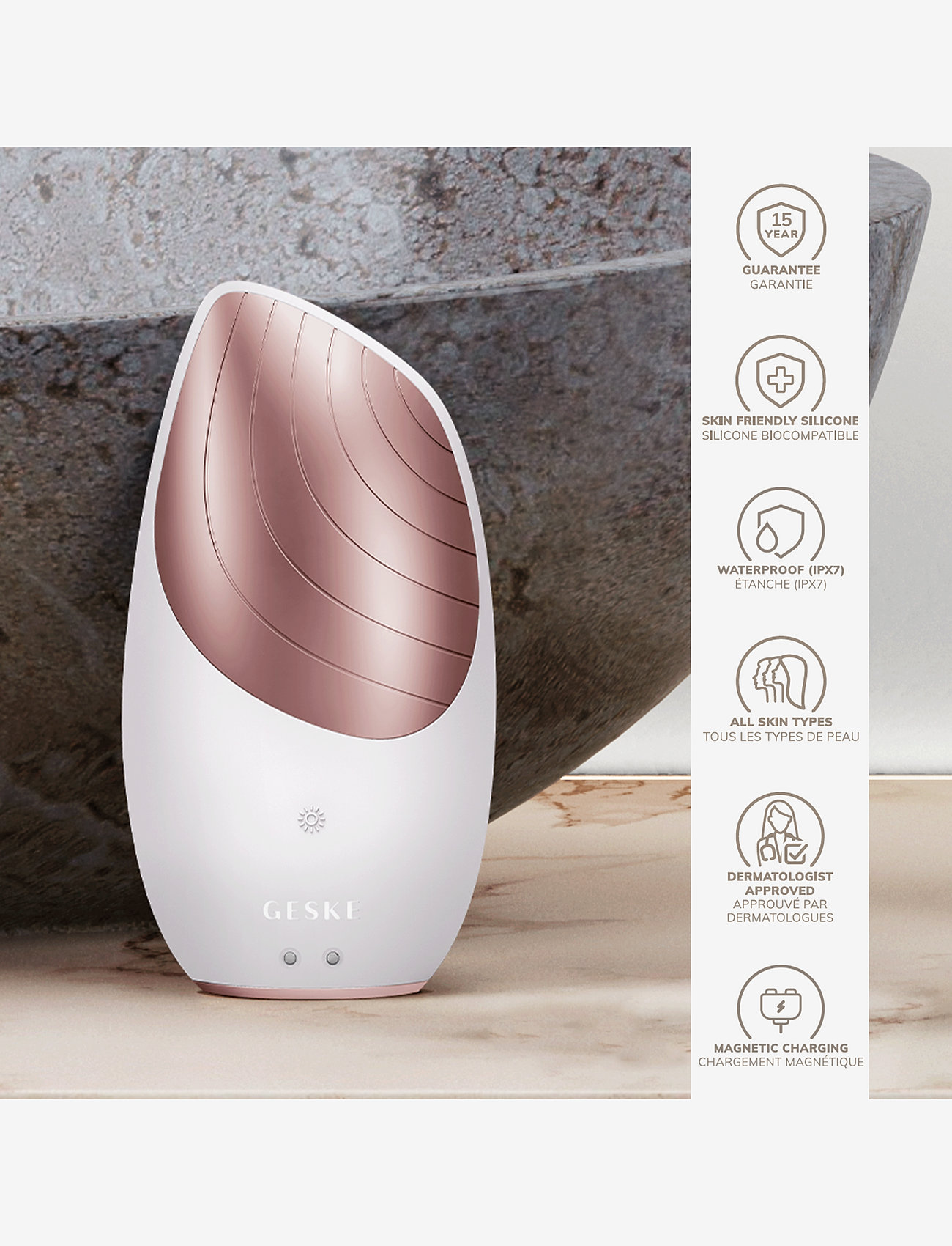 GESKE - Sonic Thermo Facial Brush | 6 in 1 - beauty tech - starlight - 2