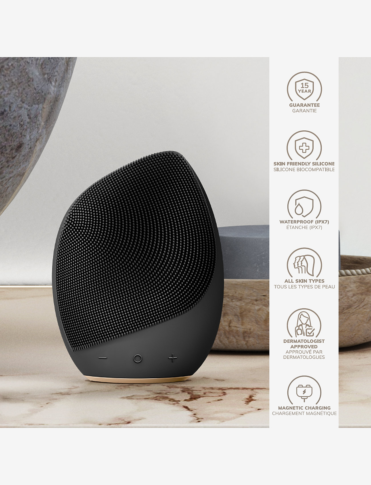 GESKE - Sonic Facial Brush | 5 in 1 - beauty tech - gray - 2