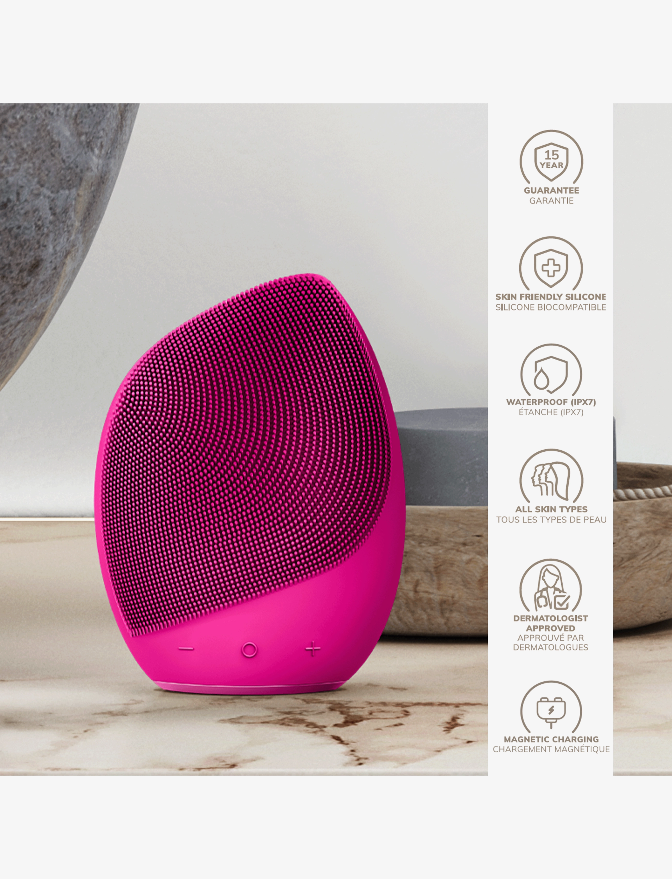 GESKE - Sonic Facial Brush | 5 in 1 - beauty tech - magenta - 2