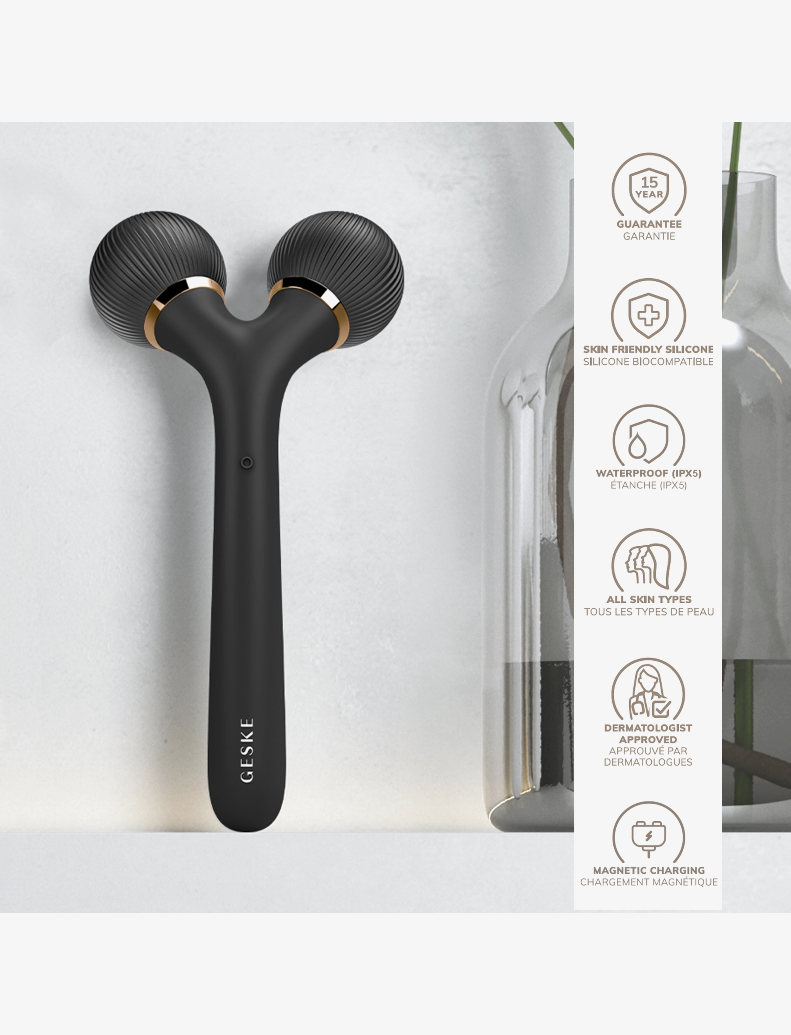 GESKE - Sonic Facial & Body Roller | 4 in 1 - naisille - gray - 2
