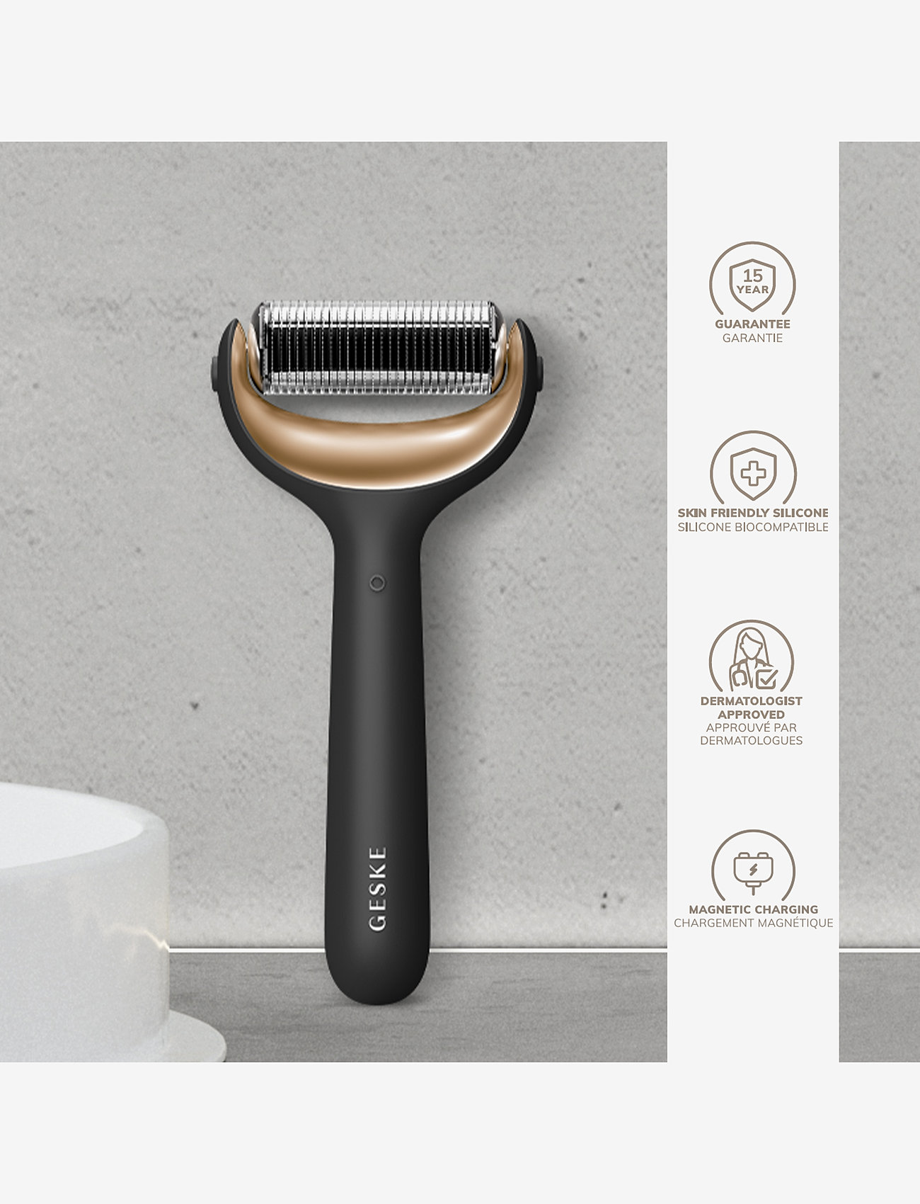 GESKE - MicroNeedle Face & Body Roller | 9 in 1 - gua sha & face rollers - gray - 3