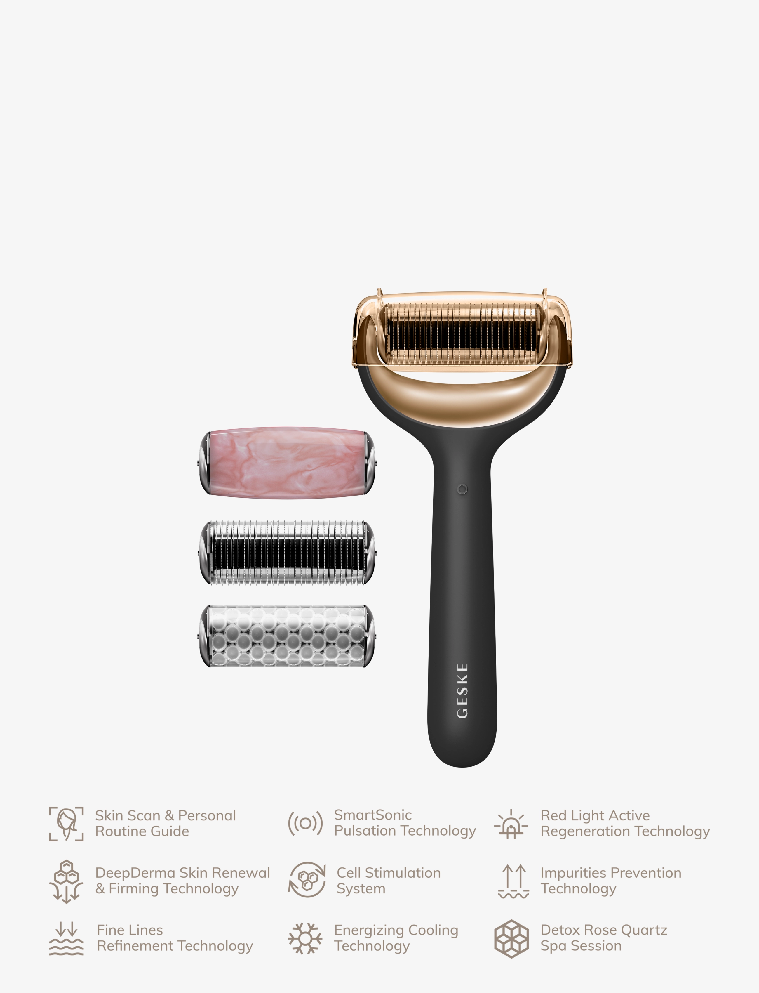 GESKE - MicroNeedle Face & Body Roller | 9 in 1 - gua sha & ansiktsroller - gray - 4