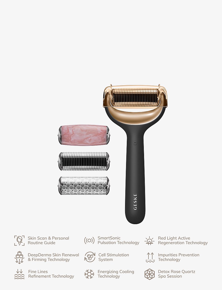 GESKE - MicroNeedle Face & Body Roller | 9 in 1 - gua sha & jade rollers - gray - 4