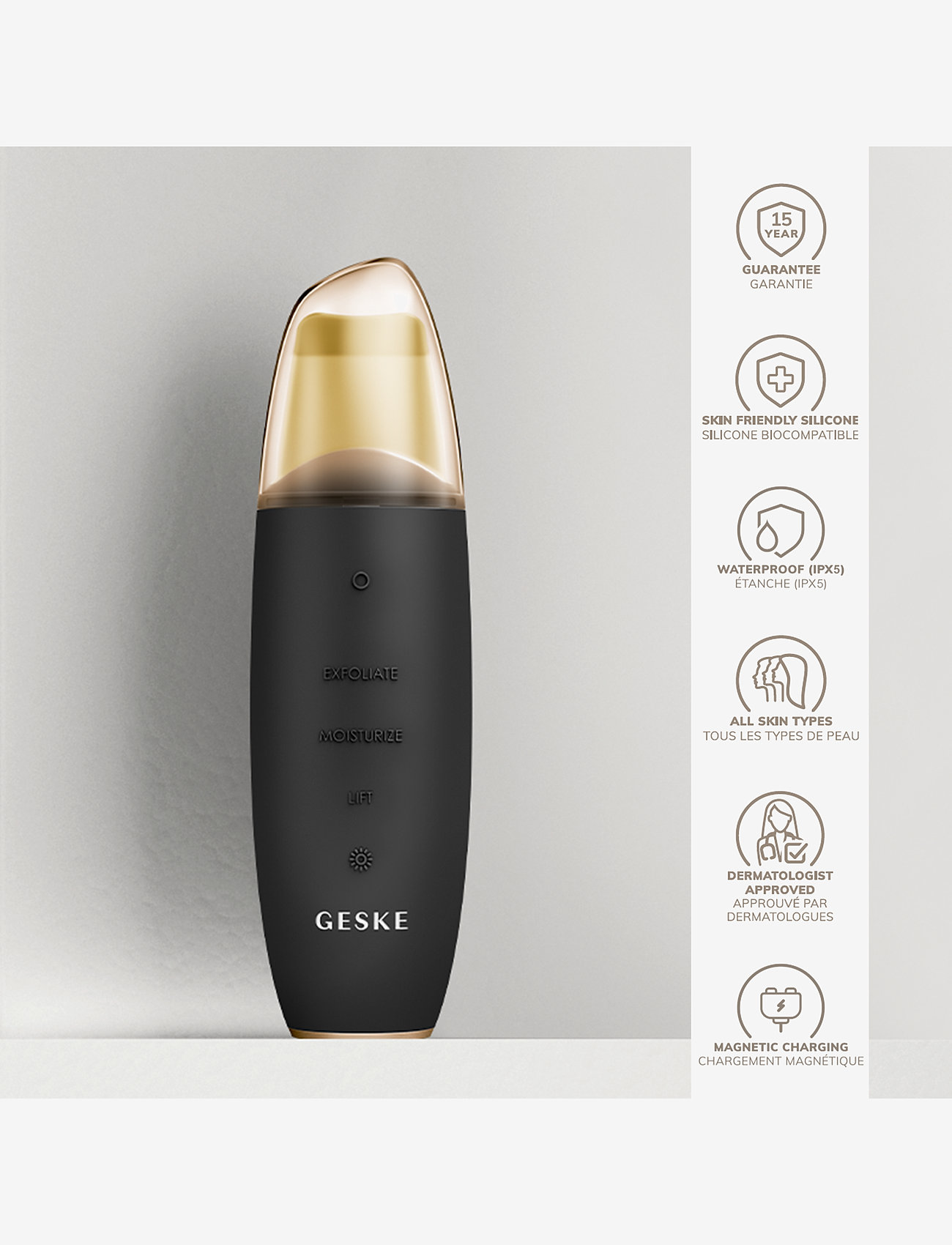 GESKE - MicroCurrent Skin Scrubber & Blackhead Remover | 9 in 1 - beauty tech - gray - 2