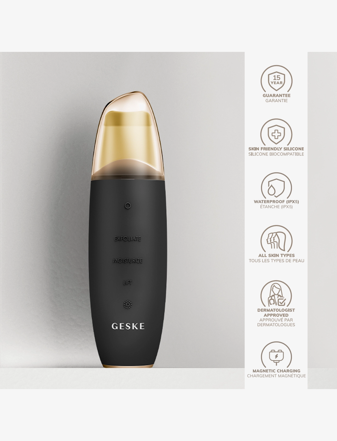 GESKE - MicroCurrent Skin Scrubber & Blackhead Remover | 9 in 1 - beauty tech - gray - 2