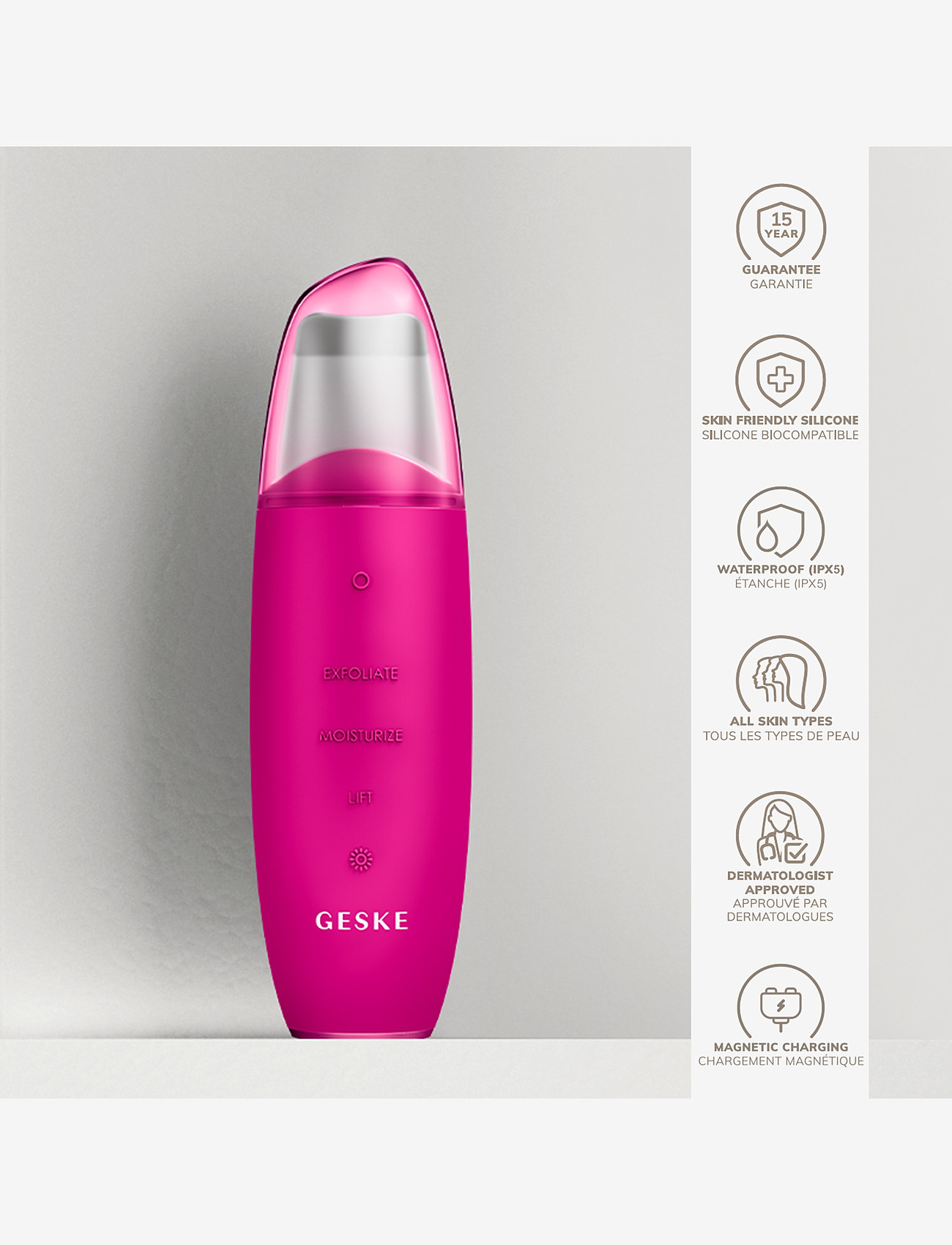 GESKE - MicroCurrent Skin Scrubber & Blackhead Remover | 9 in 1 - beauty tech - magenta - 2