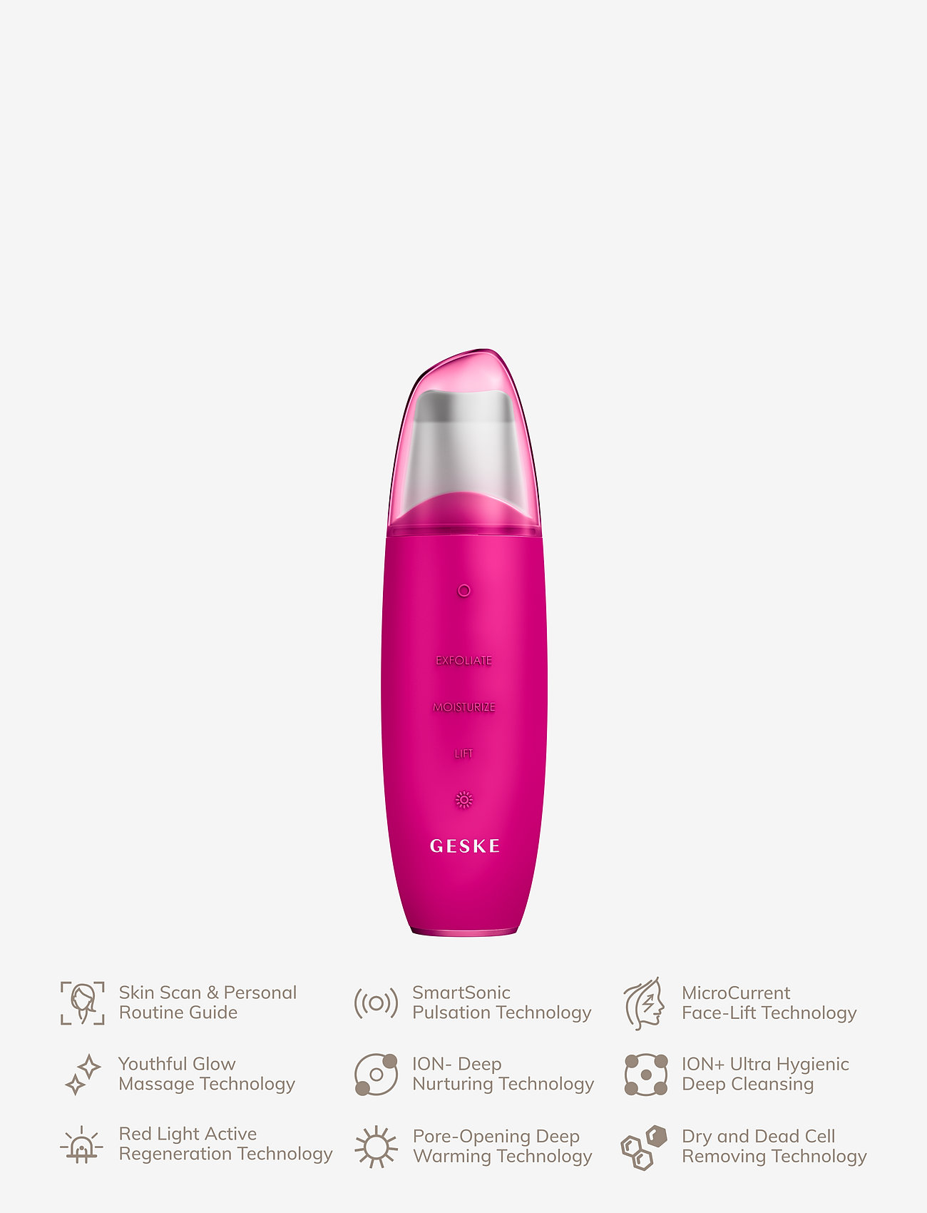 GESKE - MicroCurrent Skin Scrubber & Blackhead Remover | 9 in 1 - beauty tech - magenta - 4
