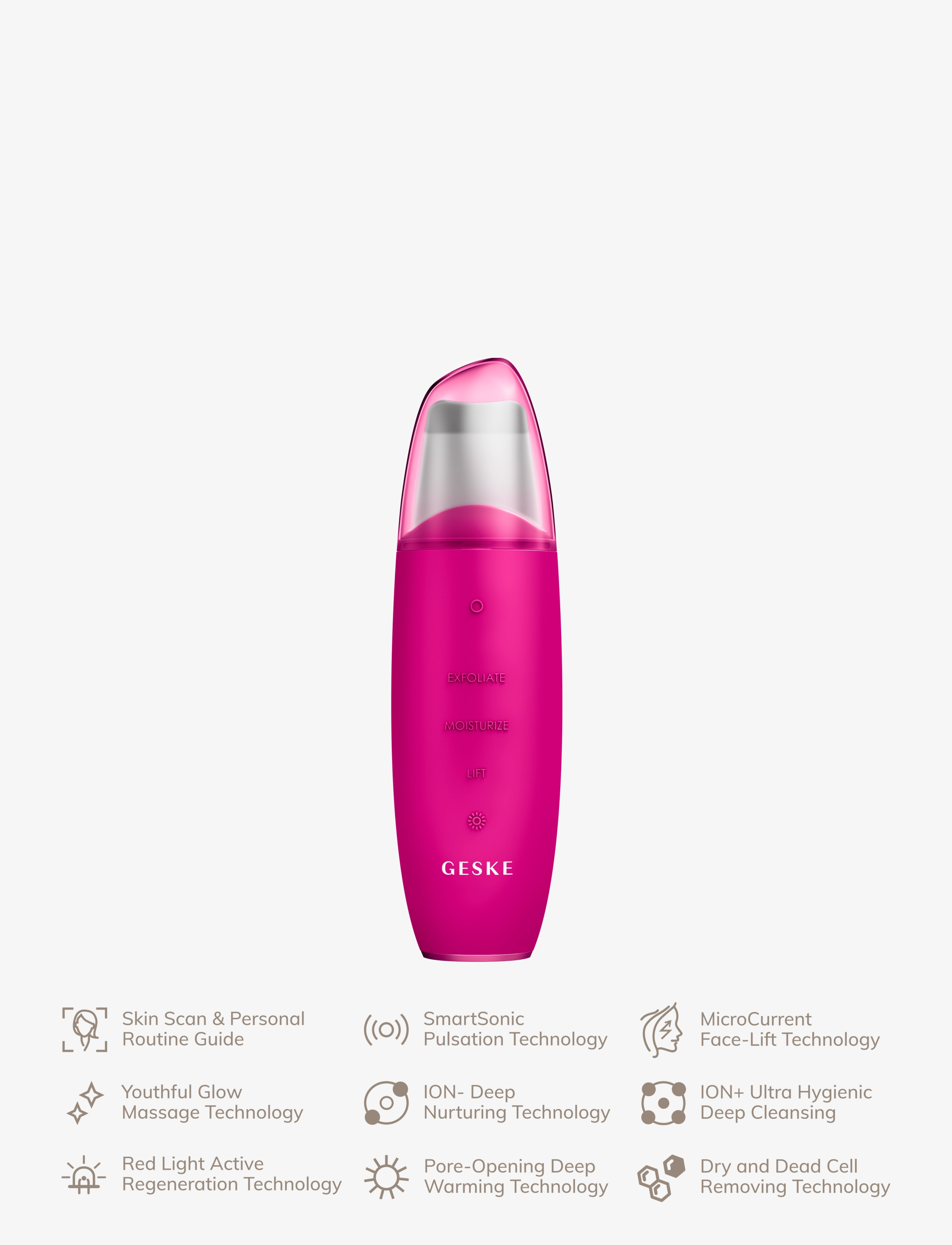GESKE - MicroCurrent Skin Scrubber & Blackhead Remover | 9 in 1 - beauty tech - magenta - 4