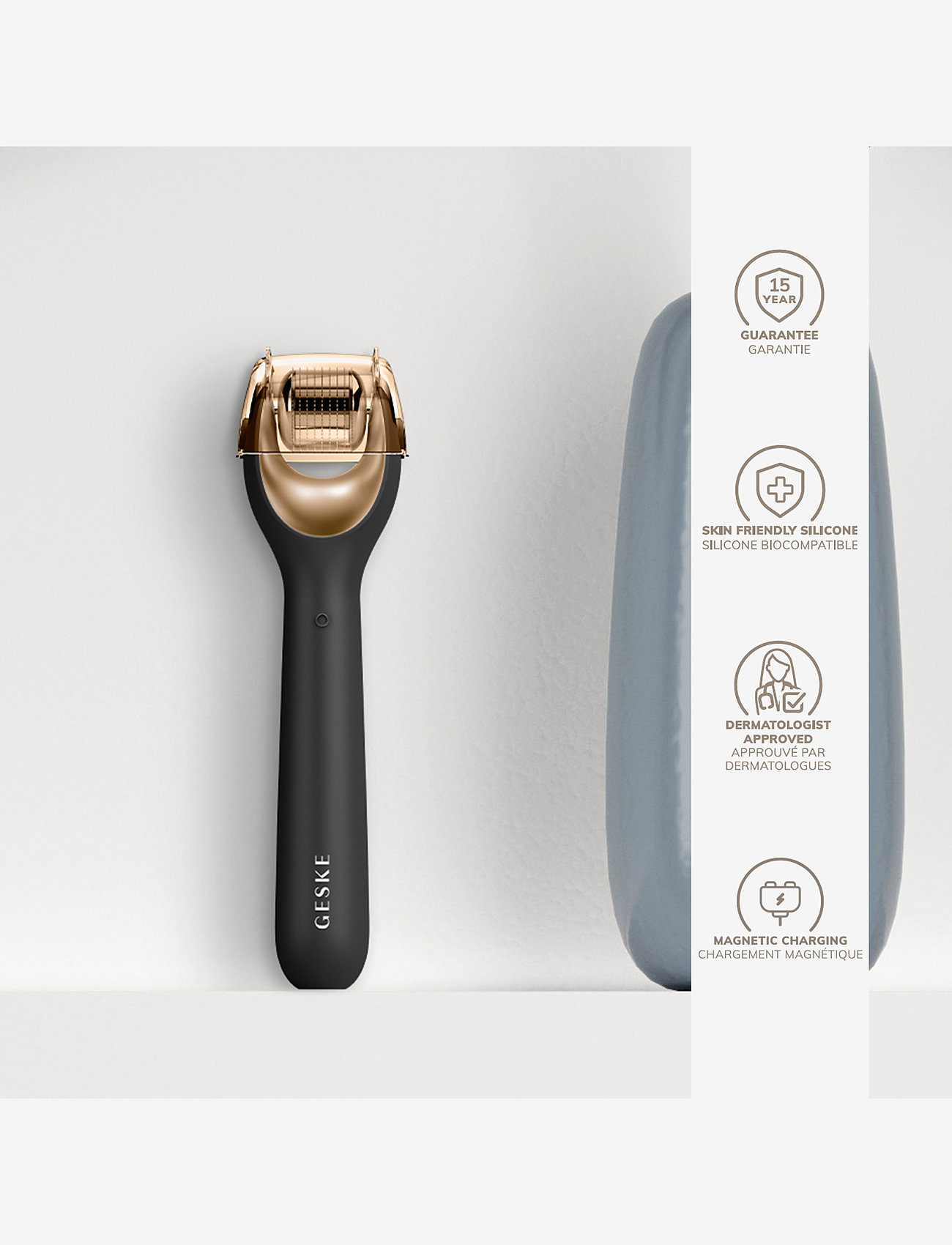 GESKE - MicroNeedle Face Roller | 9 in 1 - gua sha & ansiktsroller - gray - 3