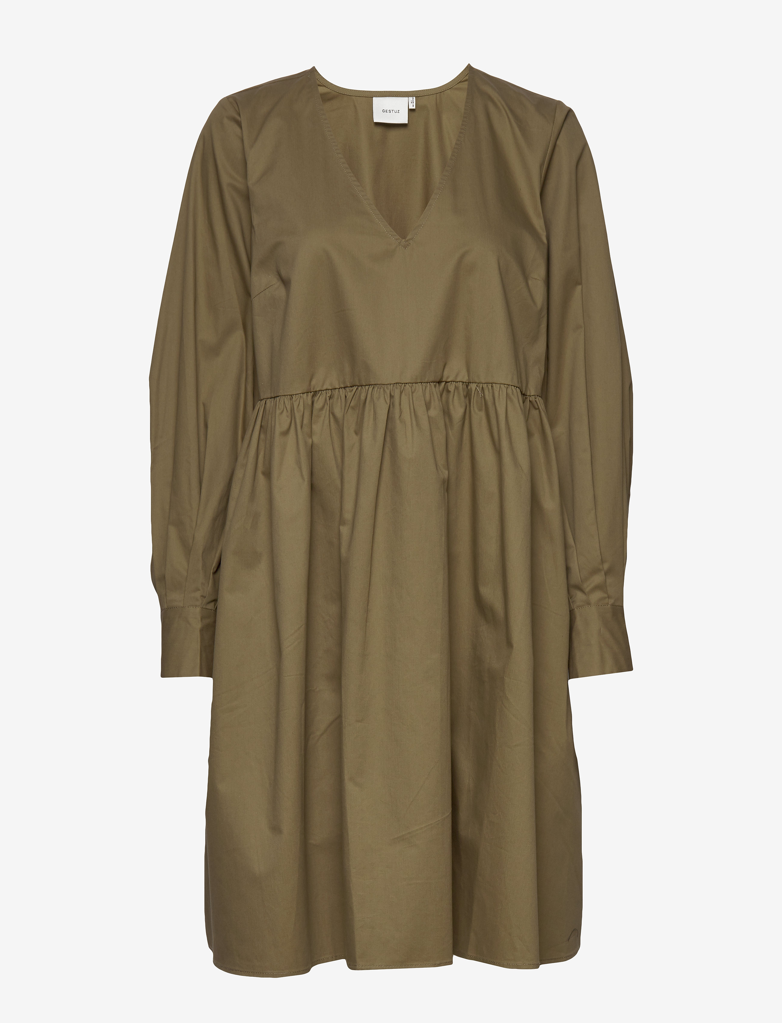 Gestuz Stellagz Solid Dress Ms20, Kvinder, Langærmet Smockkjole, Grøn, Str: 36