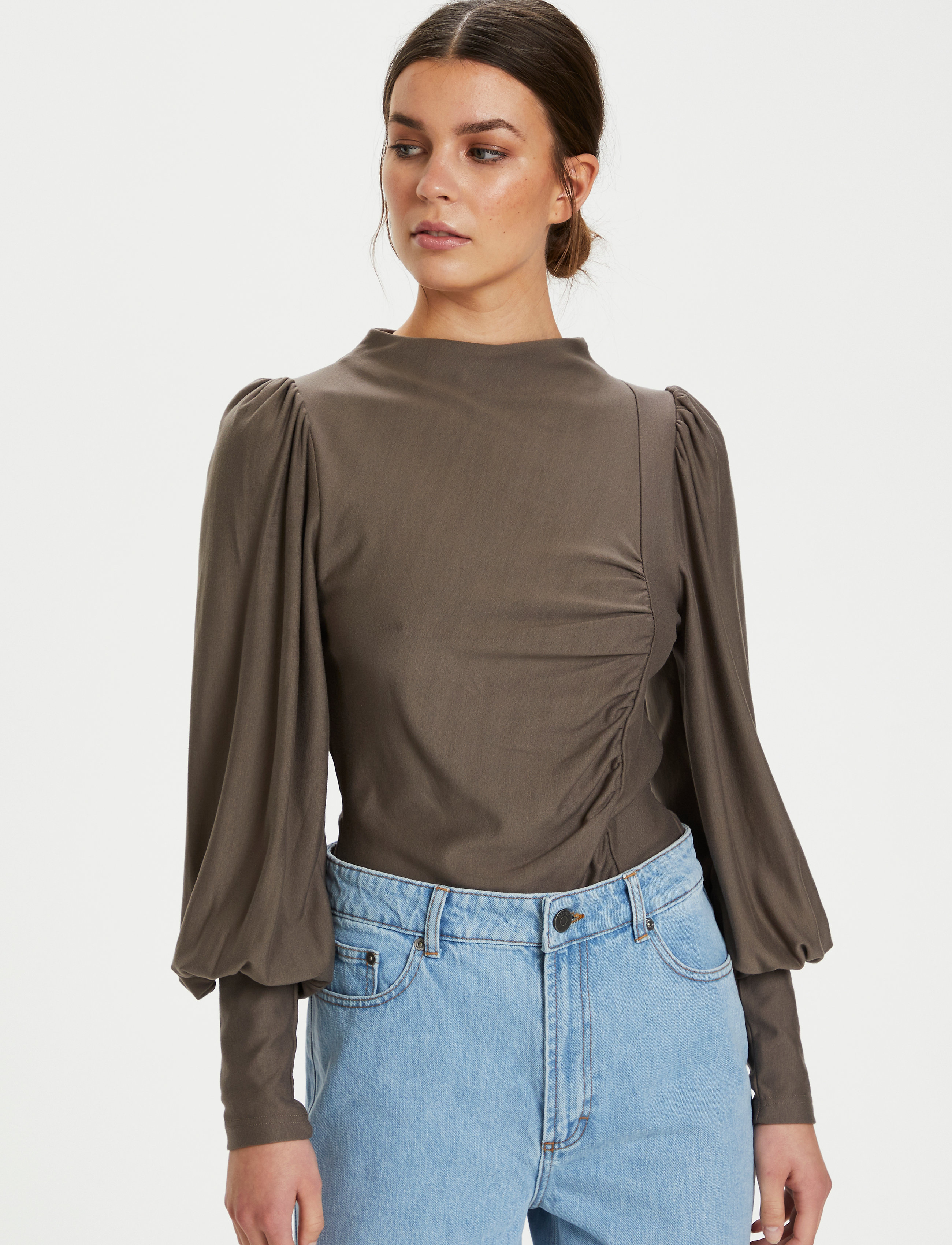 Gestuz RifaGZ puff blouse - Blusen - EARTH / grey