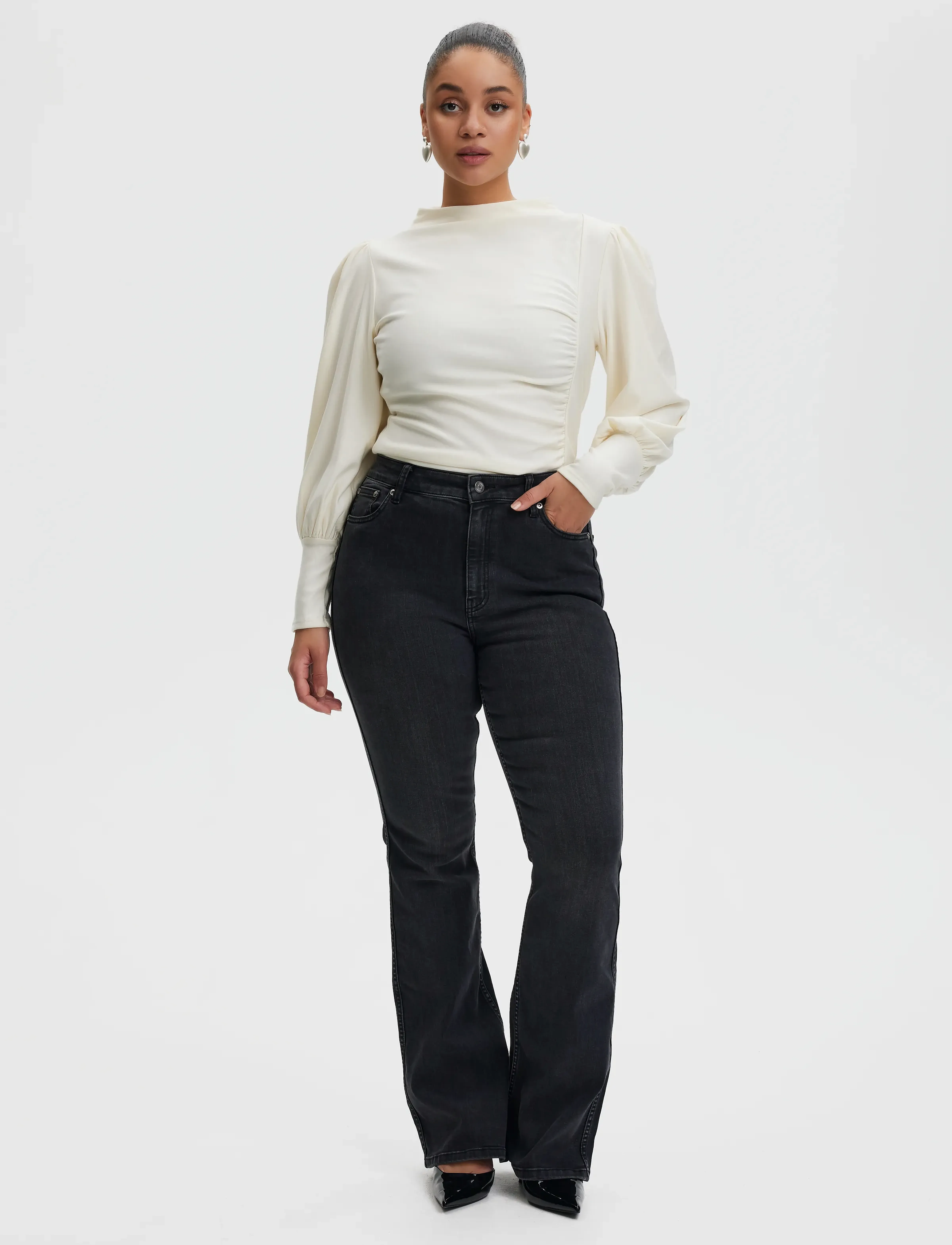 Gestuz - RifaGZ puff blouse NOOS - long sleeved blouses - egret - 3