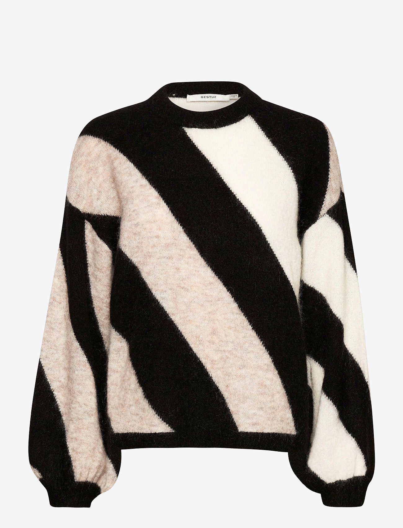 Gestuz - DebbieGZ ls pullover - sand black stripe - 0