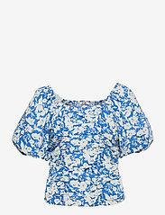Gestuz - MynteGZ blouse - kortärmade blusar - blue flower - 0