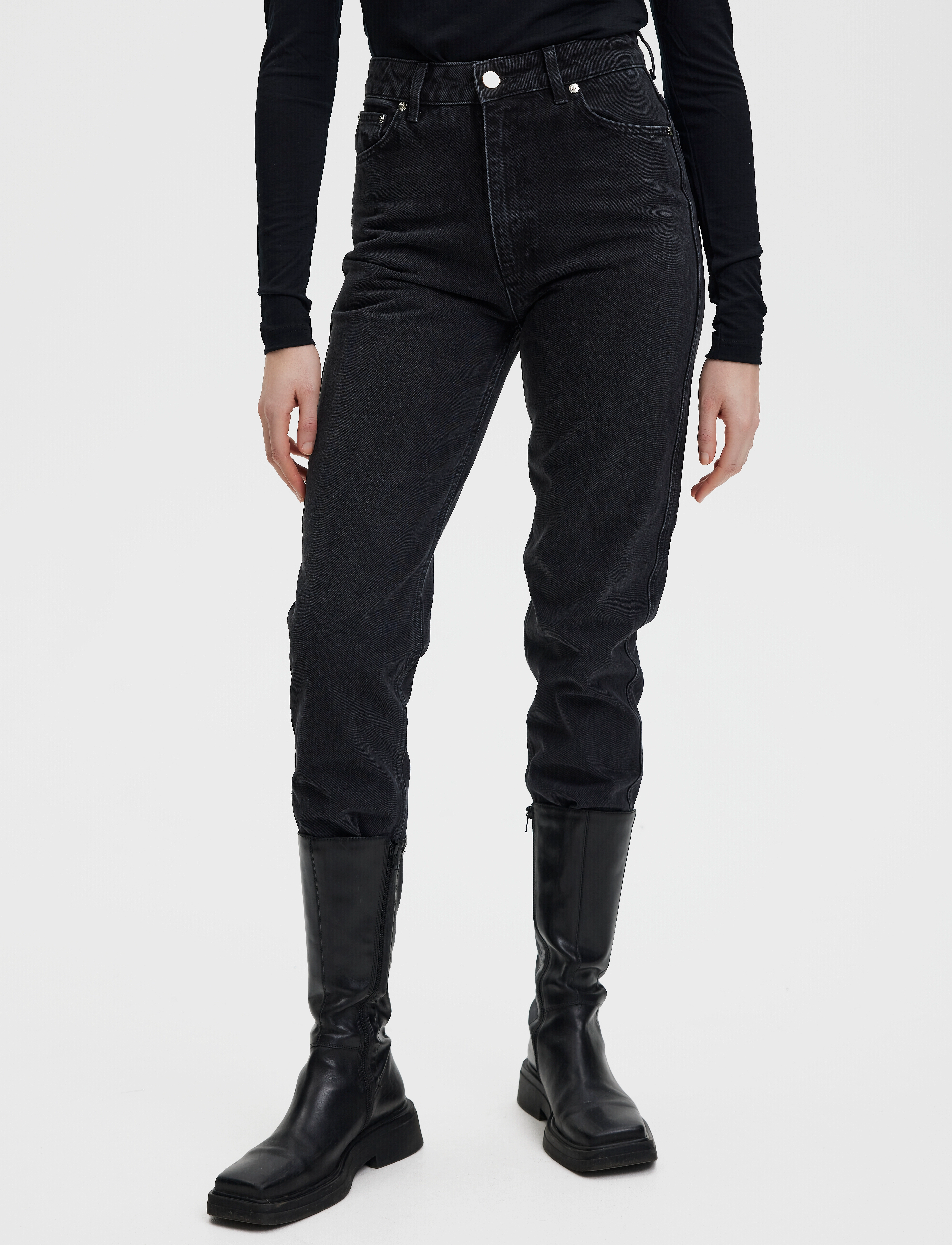 Gestuz Denagz Hw Mom Jeans, Kvinder, Højtaljede Mom Jeans, Sort, Str: 26
