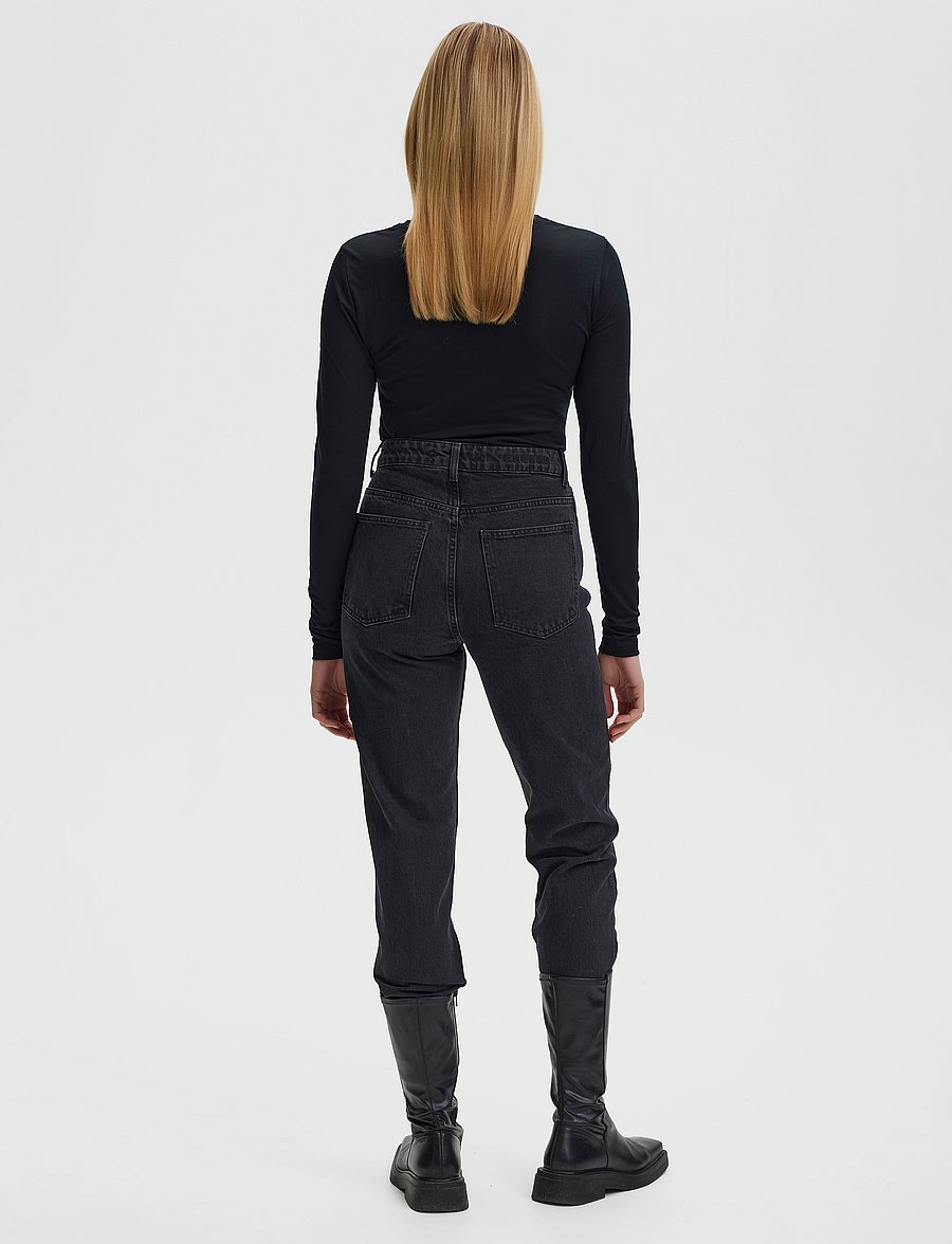 Gestuz - DenaGZ HW mom jeans - straight jeans - washed black - 4