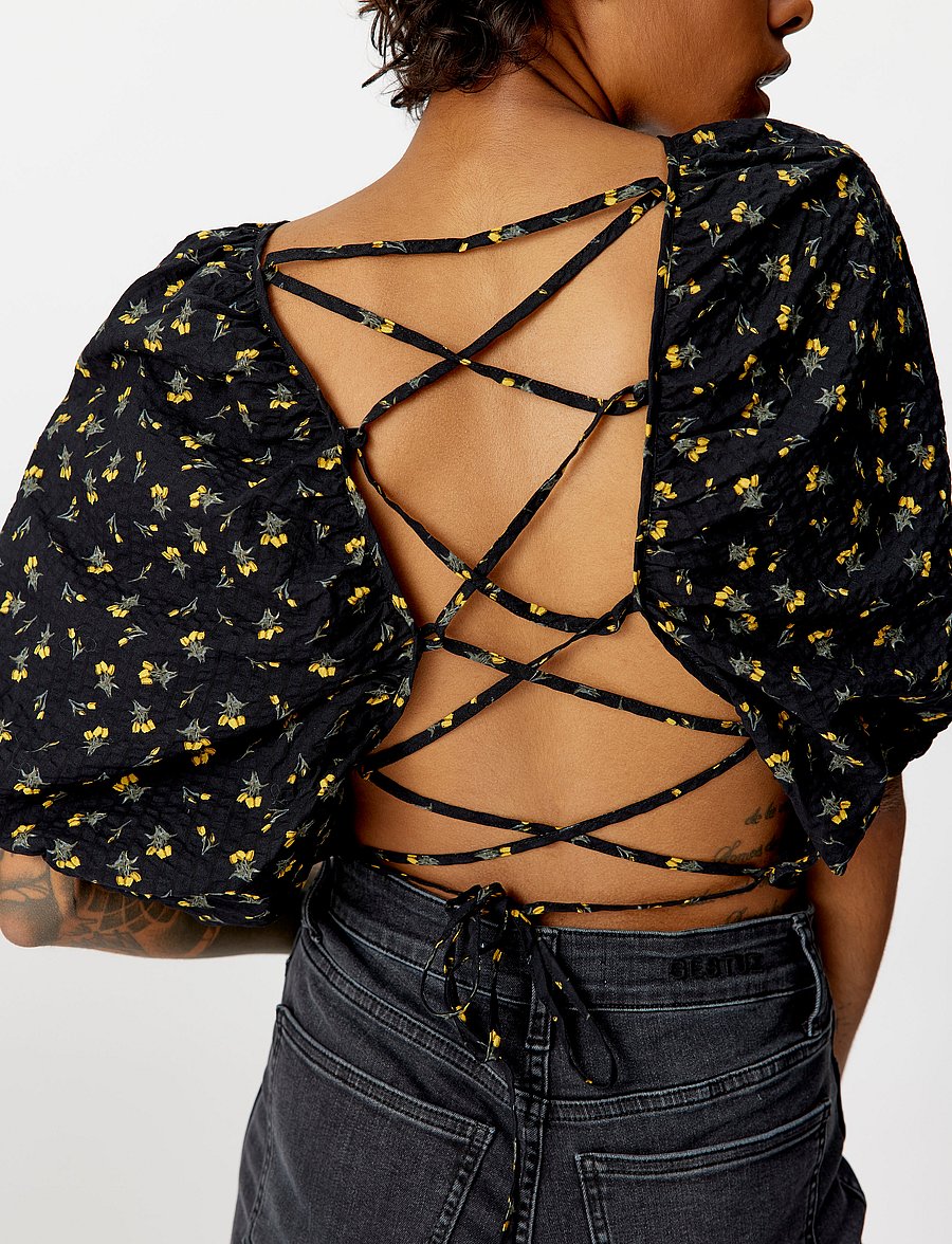 Gestuz - AveryGZ top - crop tops - tulip black and yellow - 5