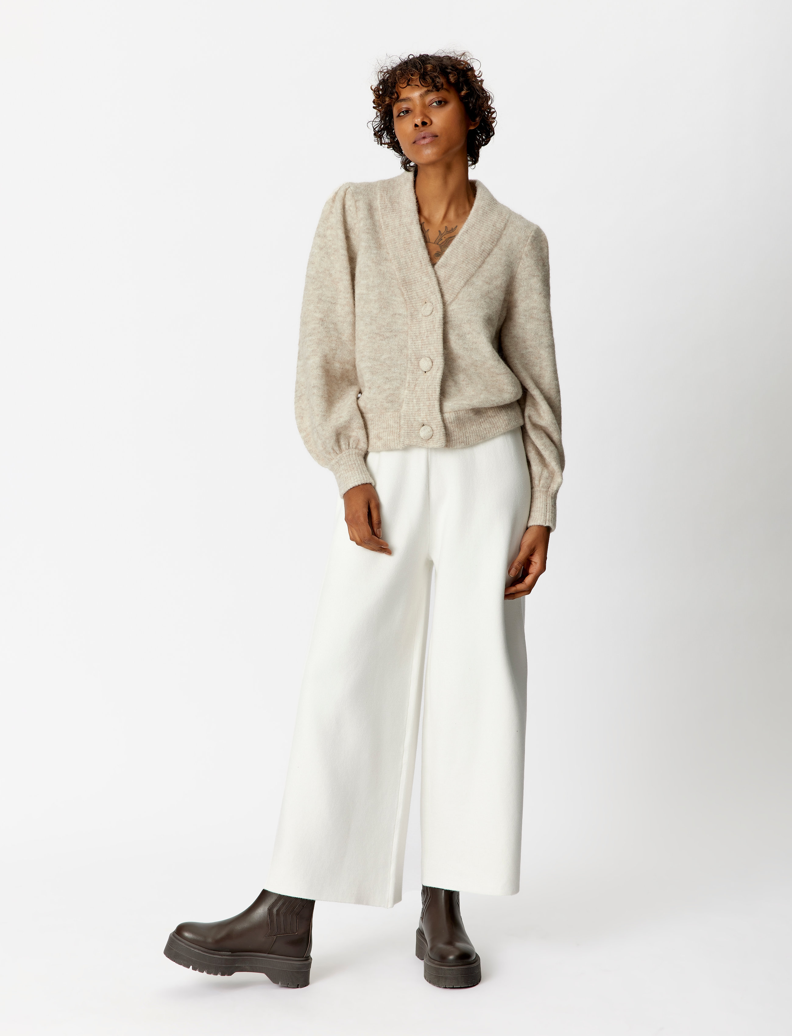 Gestuz - AlphaGZ cardigan NOOS - white sand melange - 3