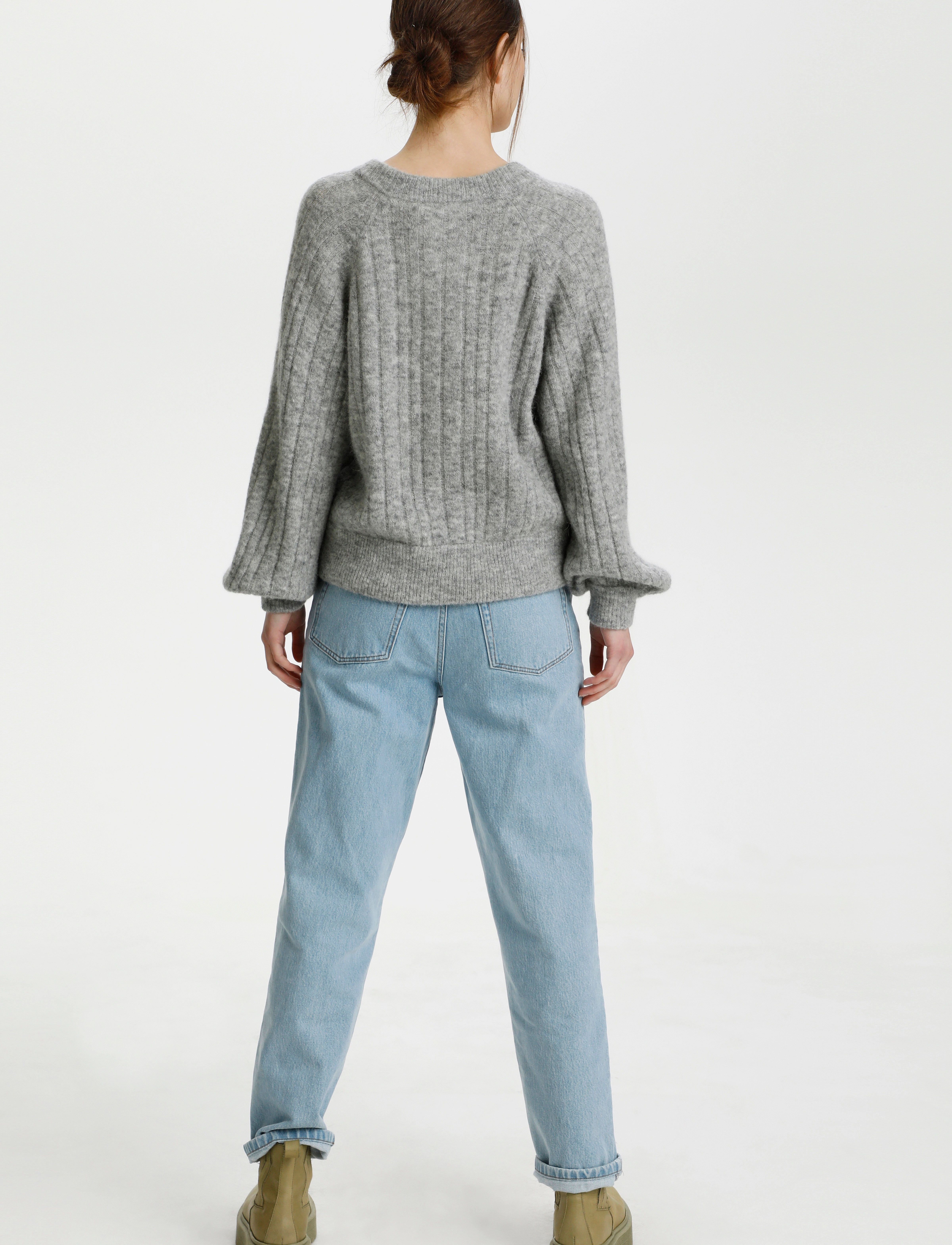 Gestuz - AlphaGZ R V-pullover - high-rise grey melange - 4