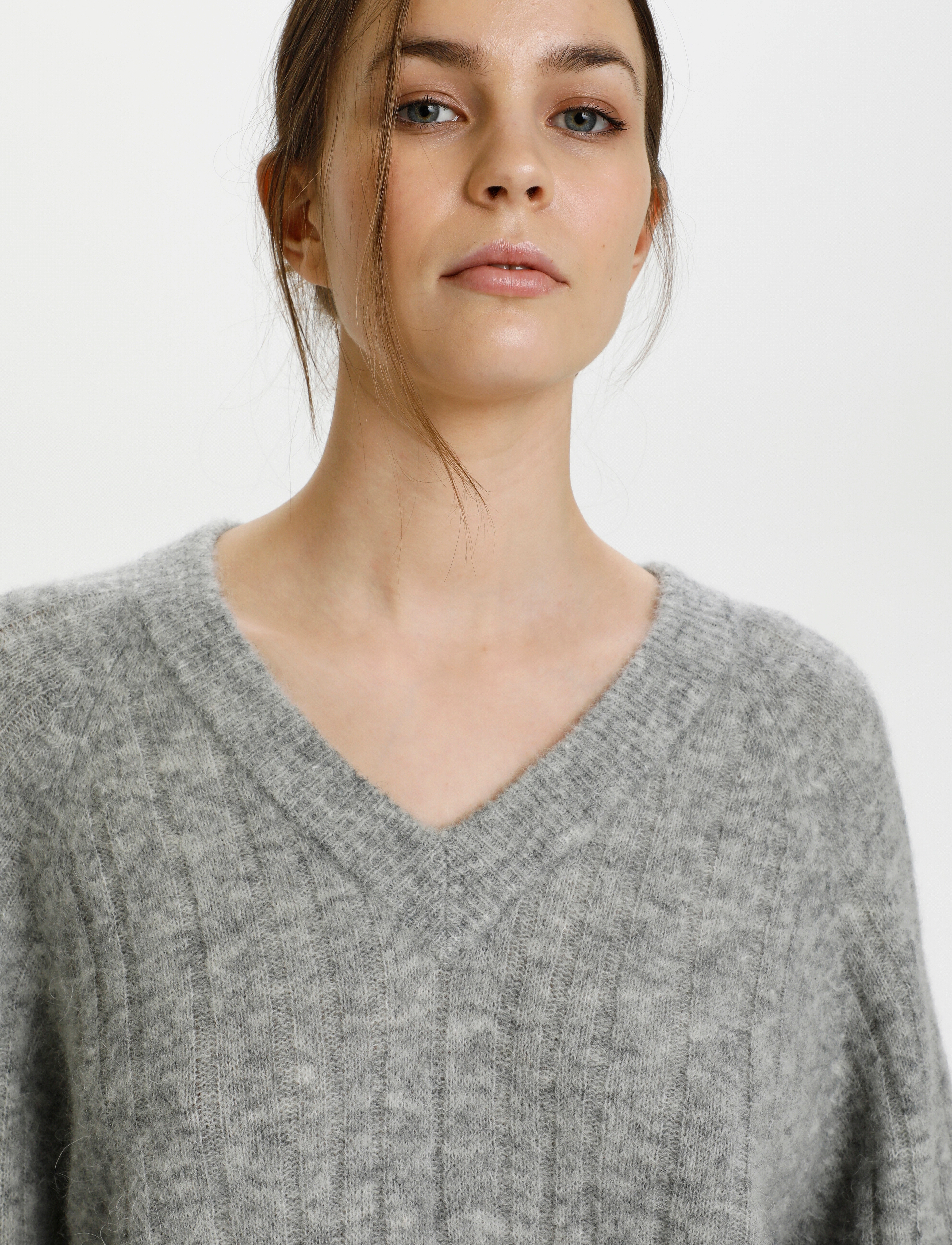 Gestuz - AlphaGZ R V-pullover - high-rise grey melange - 5