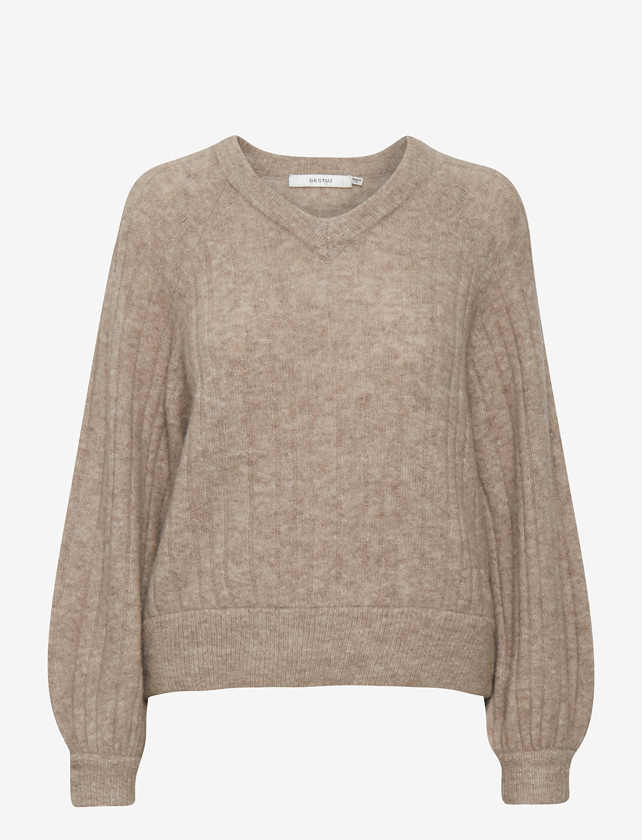 Gestuz - AlphaGZ R V-pullover - warm sand melange - 0