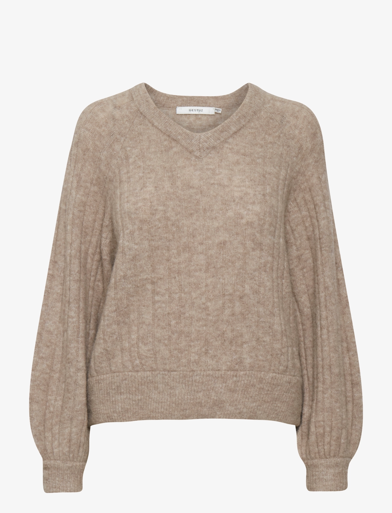 Gestuz - AlphaGZ R V-pullover - warm sand melange - 0