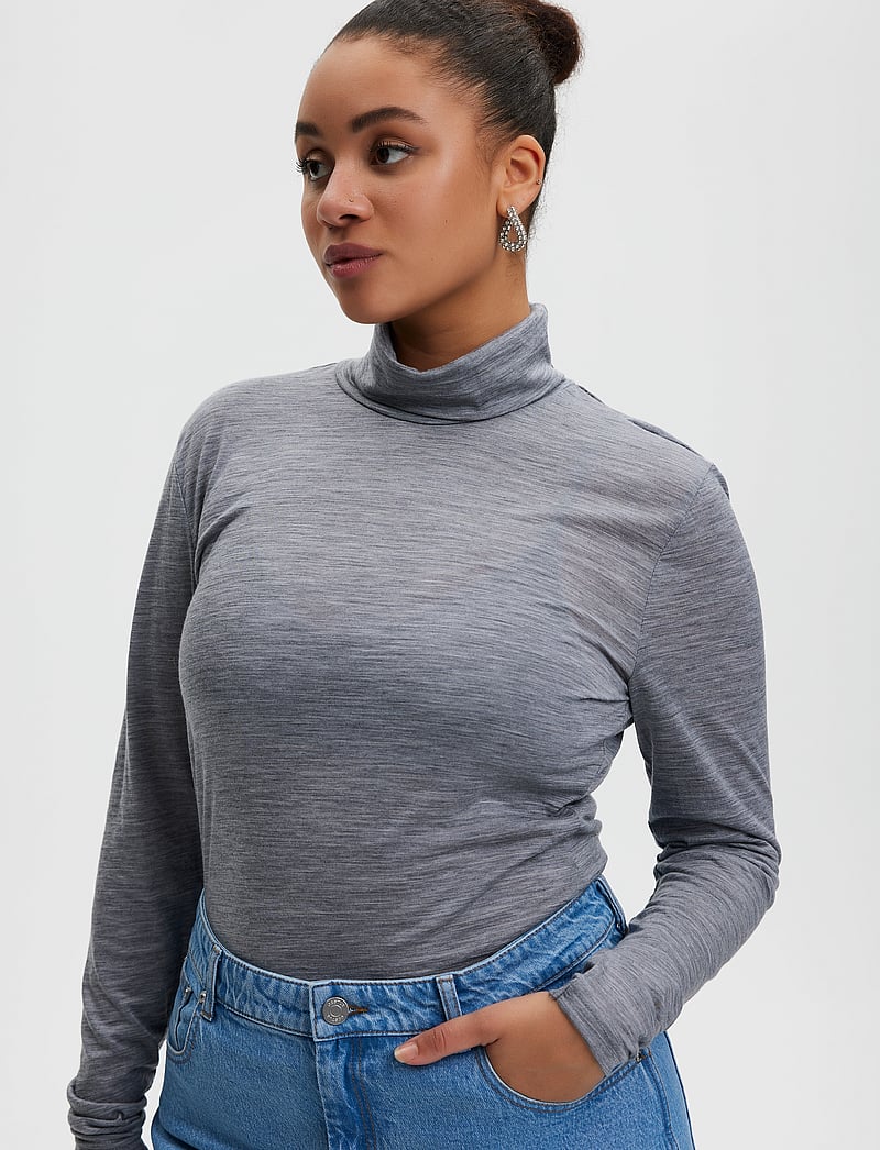 Gestuz - SividaGZ wool rollneck - langærmede toppe - grey melange - 0