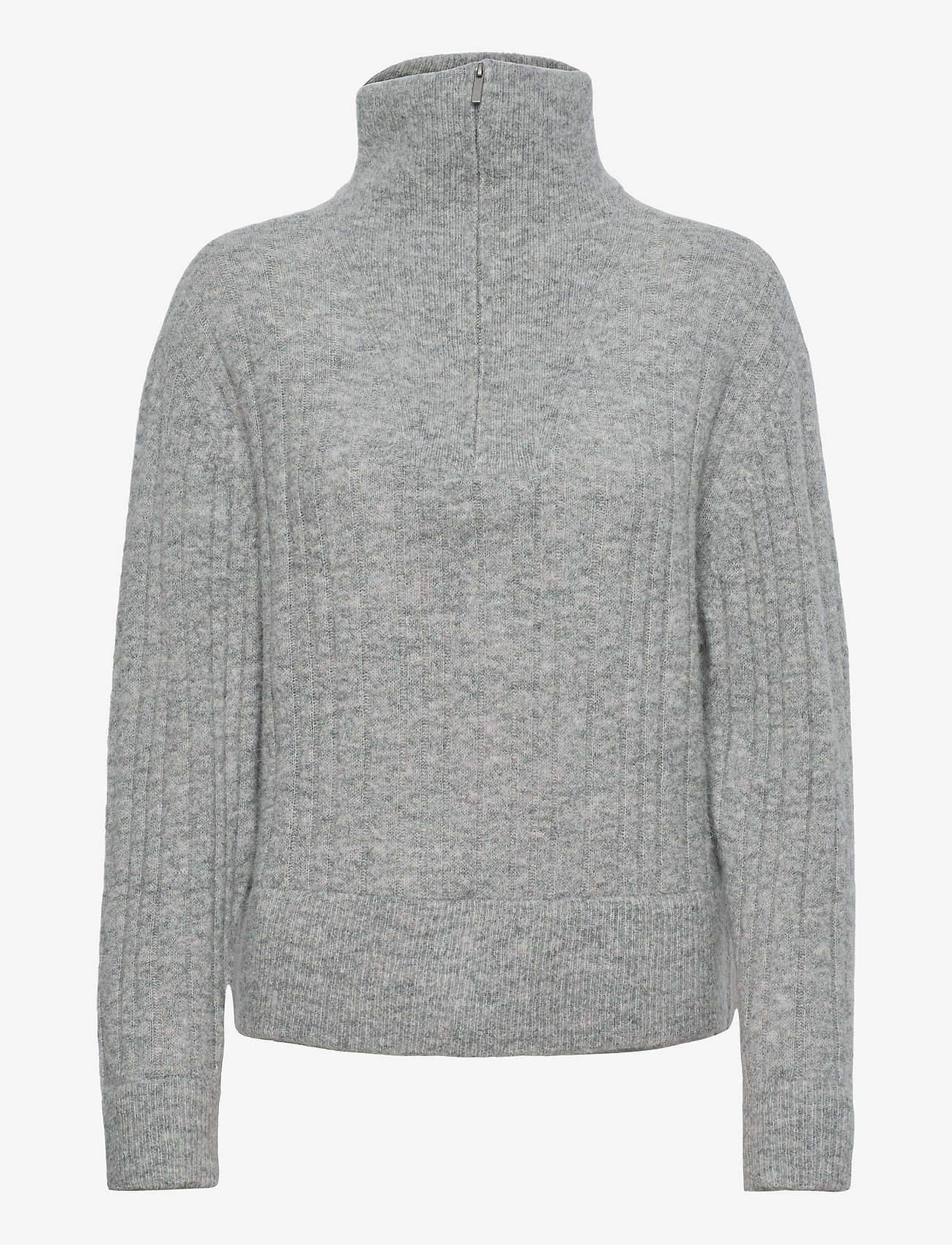 Gestuz - AlphaGZ R zipper pullover - high-rise grey melange - 1