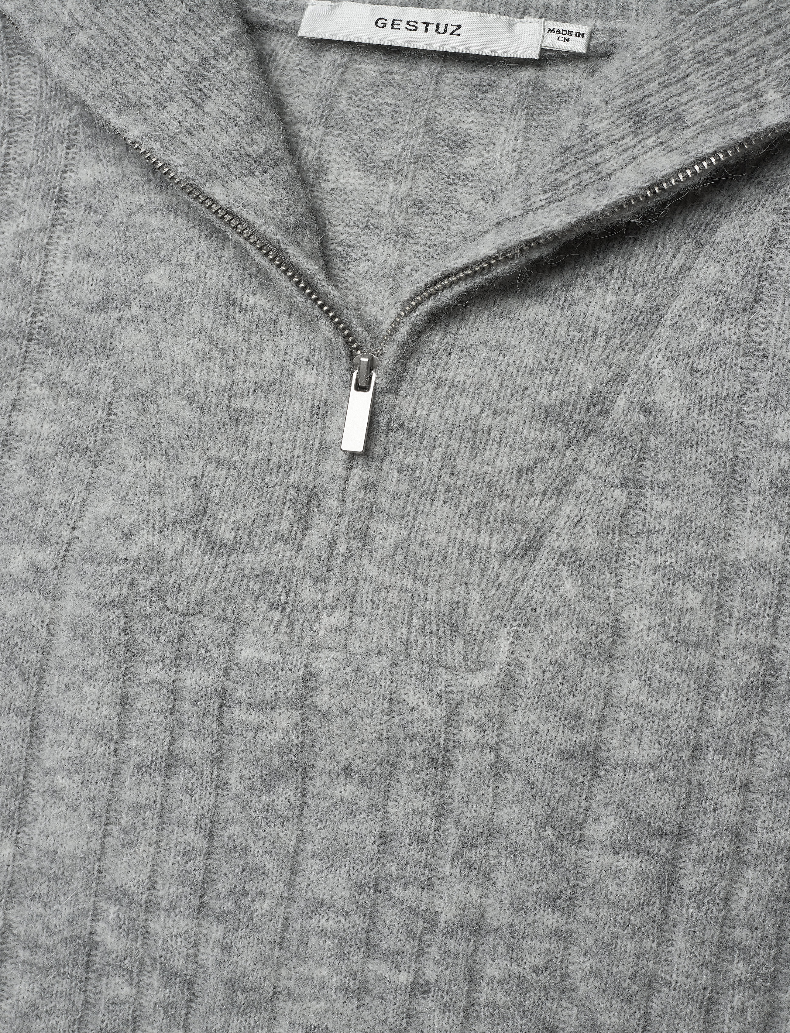 Gestuz - AlphaGZ R zipper pullover - high-rise grey melange - 5