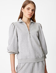 Gestuz - NankitaGZ ss zipper sweatshirt - hoodies - light grey melange - 2
