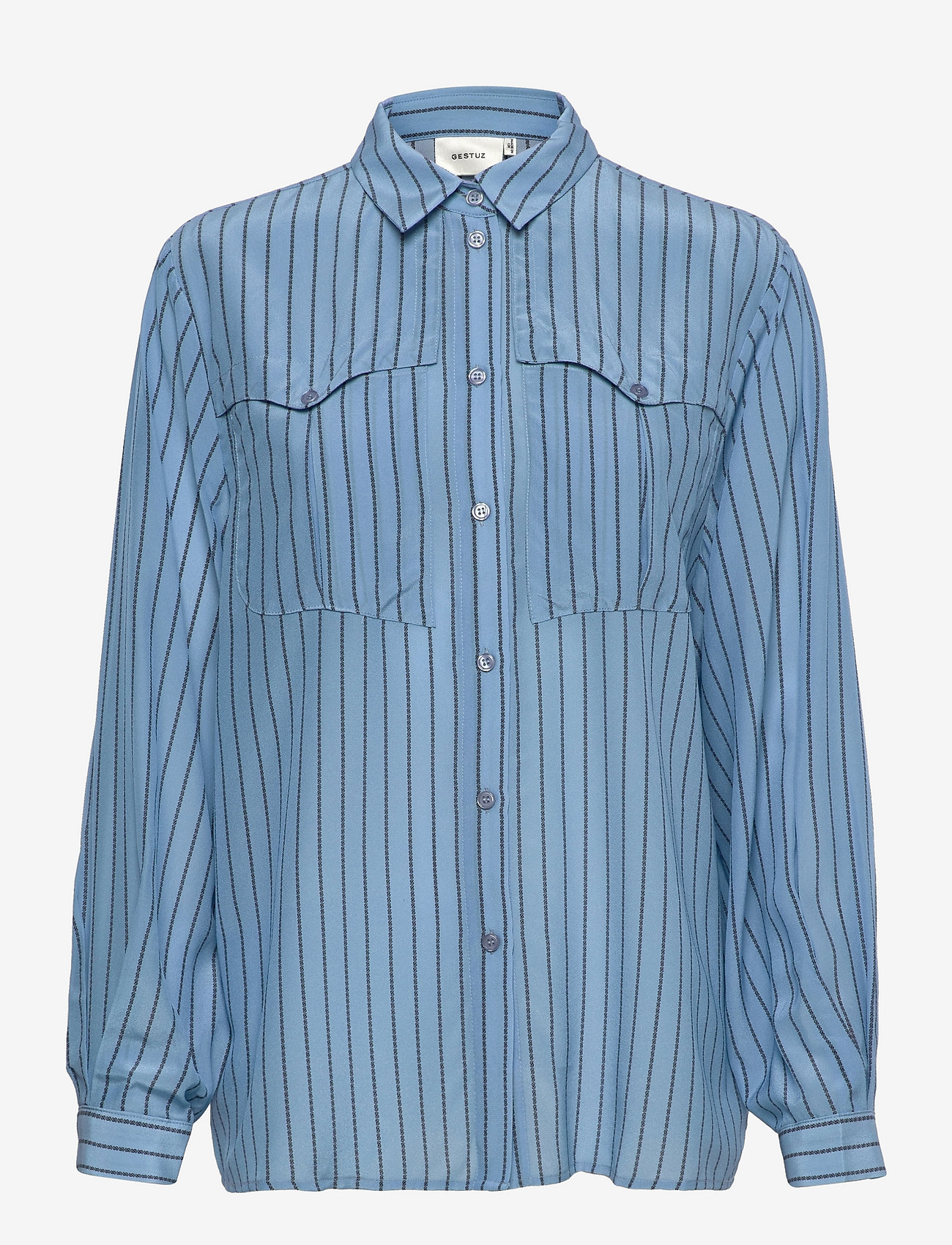 Gestuz - AlisaGZ silk shirt - glacier lake mini logo stripe - 0